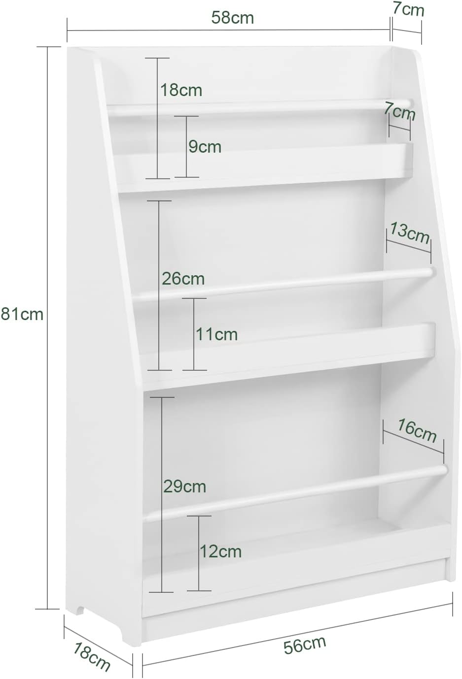 Detalle de SoBuy KMB45-W Bibliothèque enfant 58x18x81cm