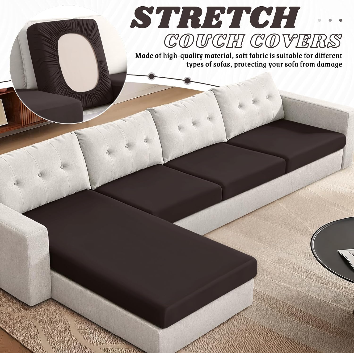 Detalle de KinCam Chaise Cushion Cover, Polyester-Spandex