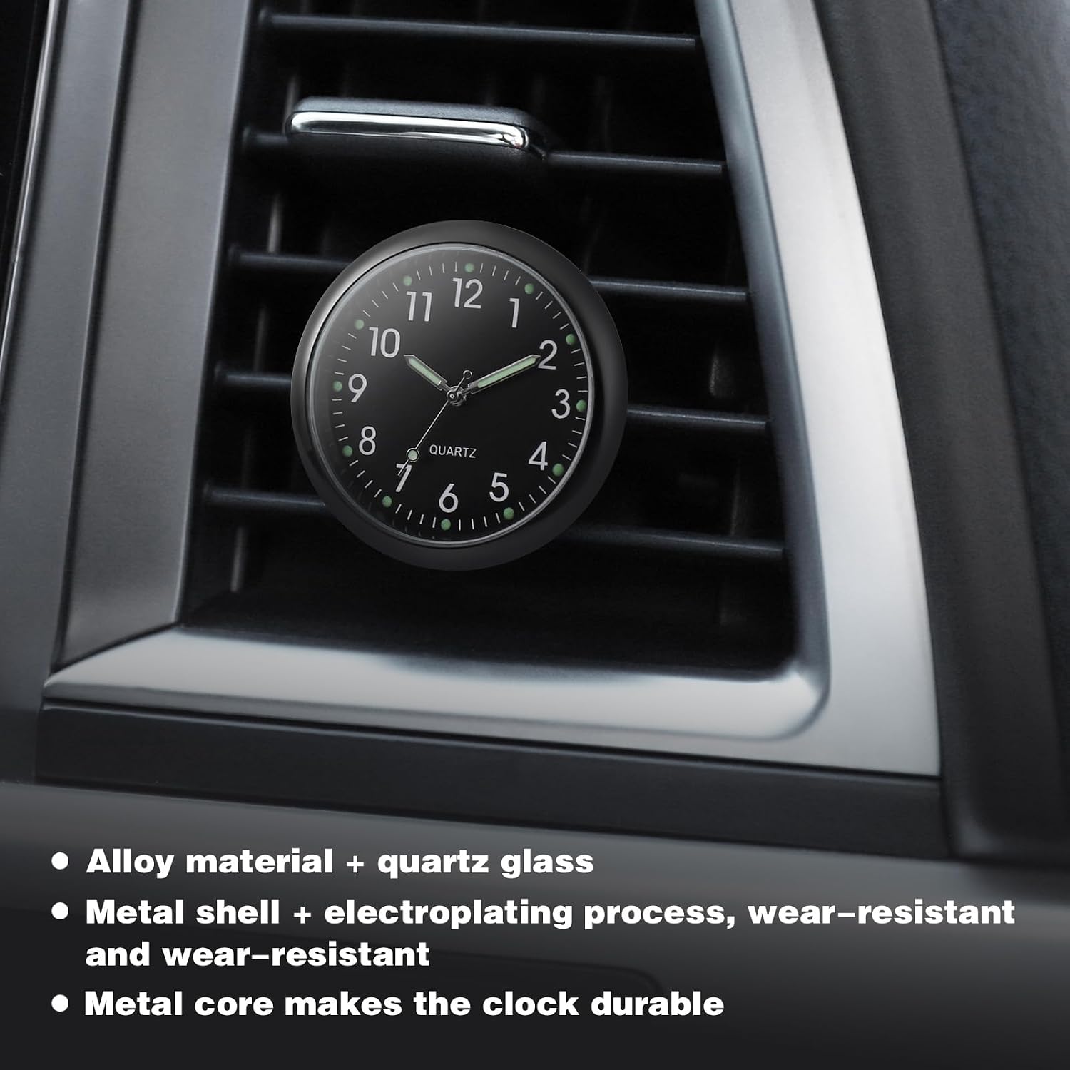 Detalle de JIZZU CZ-A005-1-EU – analogowy zegar samochodowy z mechanizmem kwarcowym, 40 × 40 mm