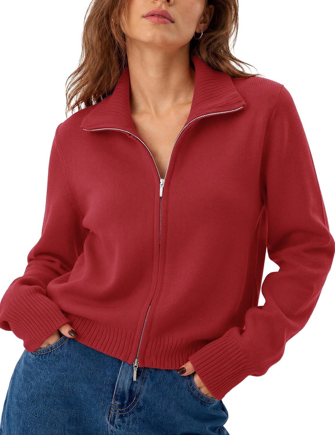 Detalle 2 de LOMON Cropped Cardigan Sweater, Cotton Blend