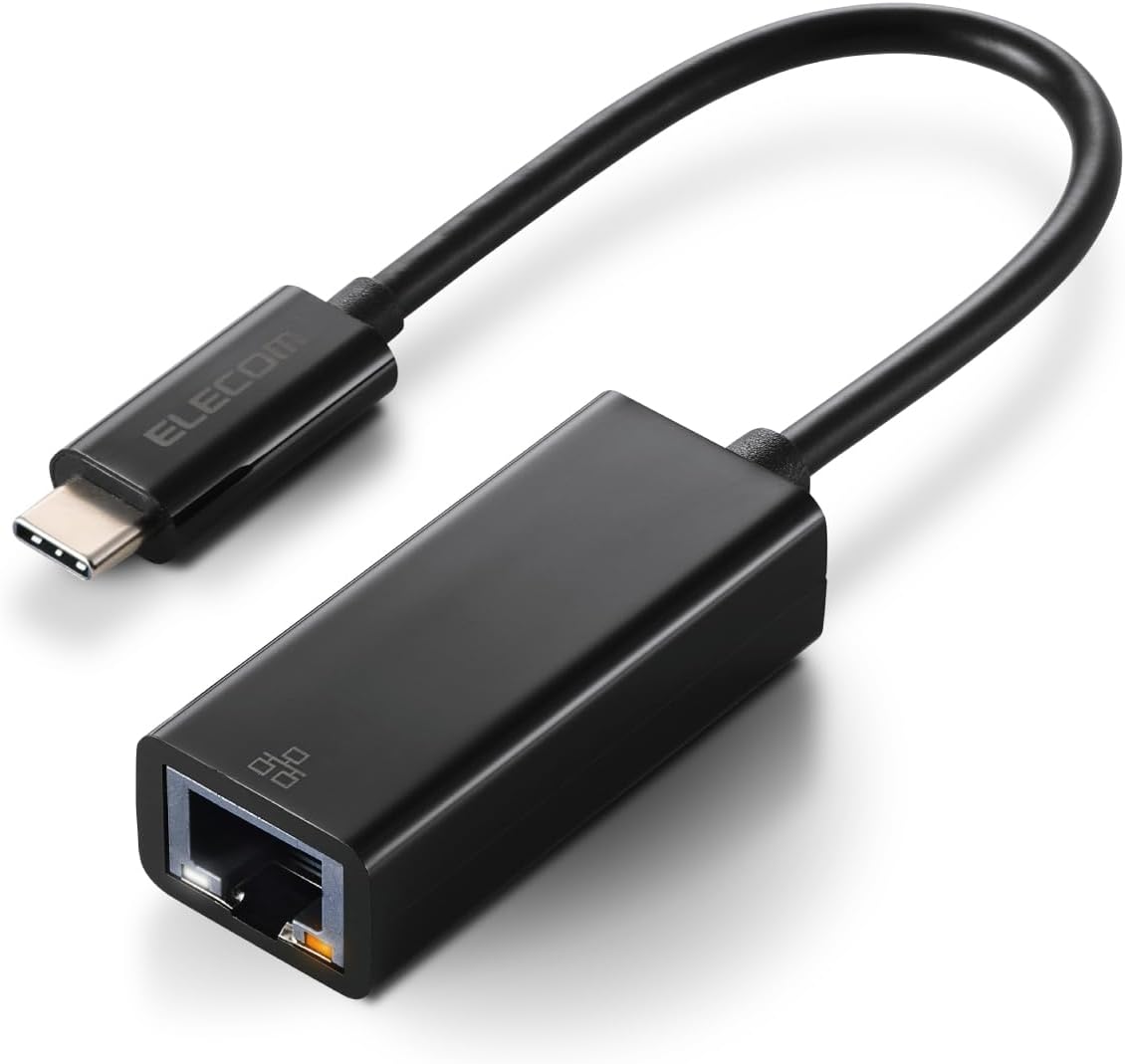 Detalle de エレコム EDC-GUC3V3E-B USB Type-C有線LANアダプター 1Gbps対応・約12cmケーブル