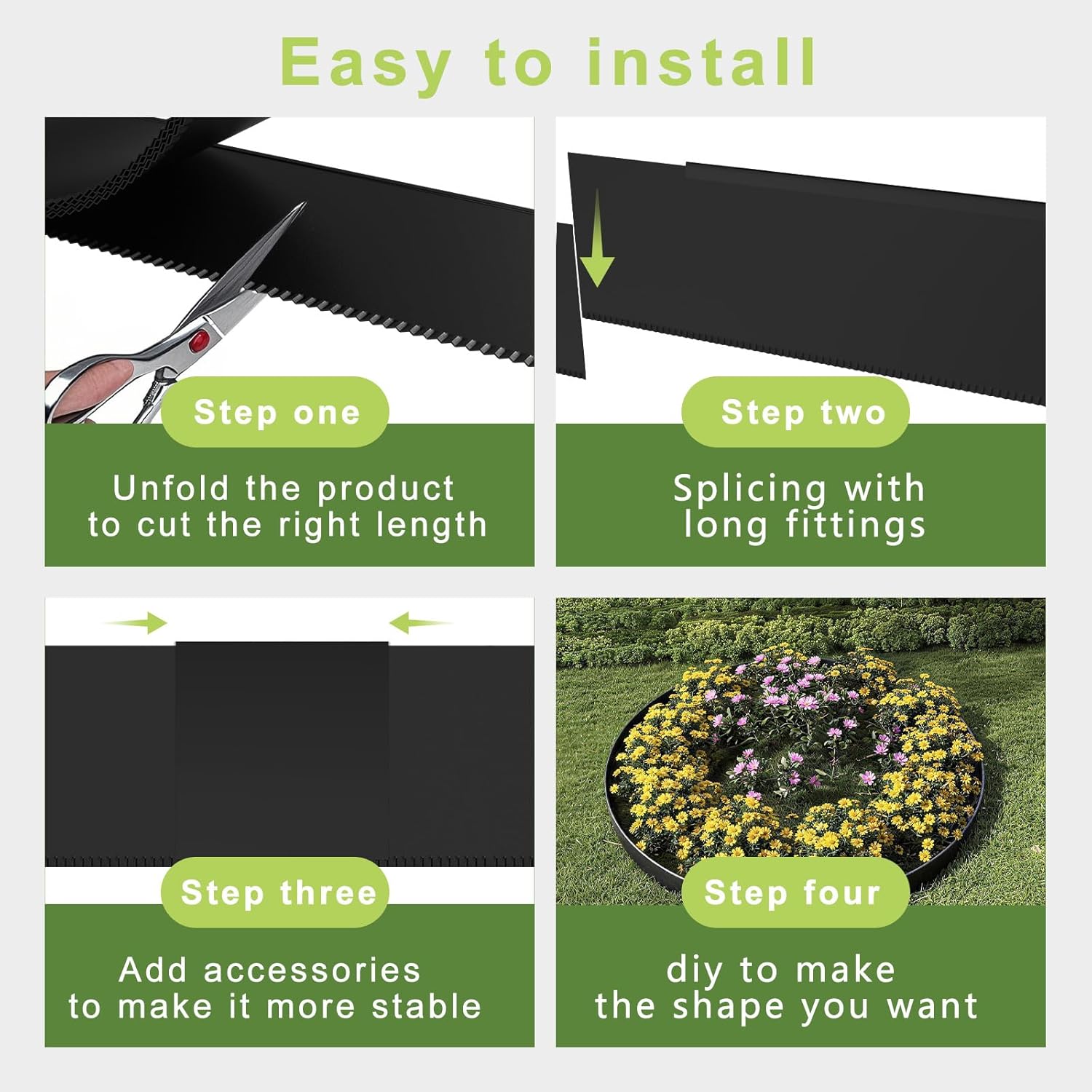 Thumbnail 6 de UISEBRT 20M Rasenkanten Metall, verzinkt, 15 cm hoch – flexible Beeteinfassung mit Zahnung & Falz (schwarz)