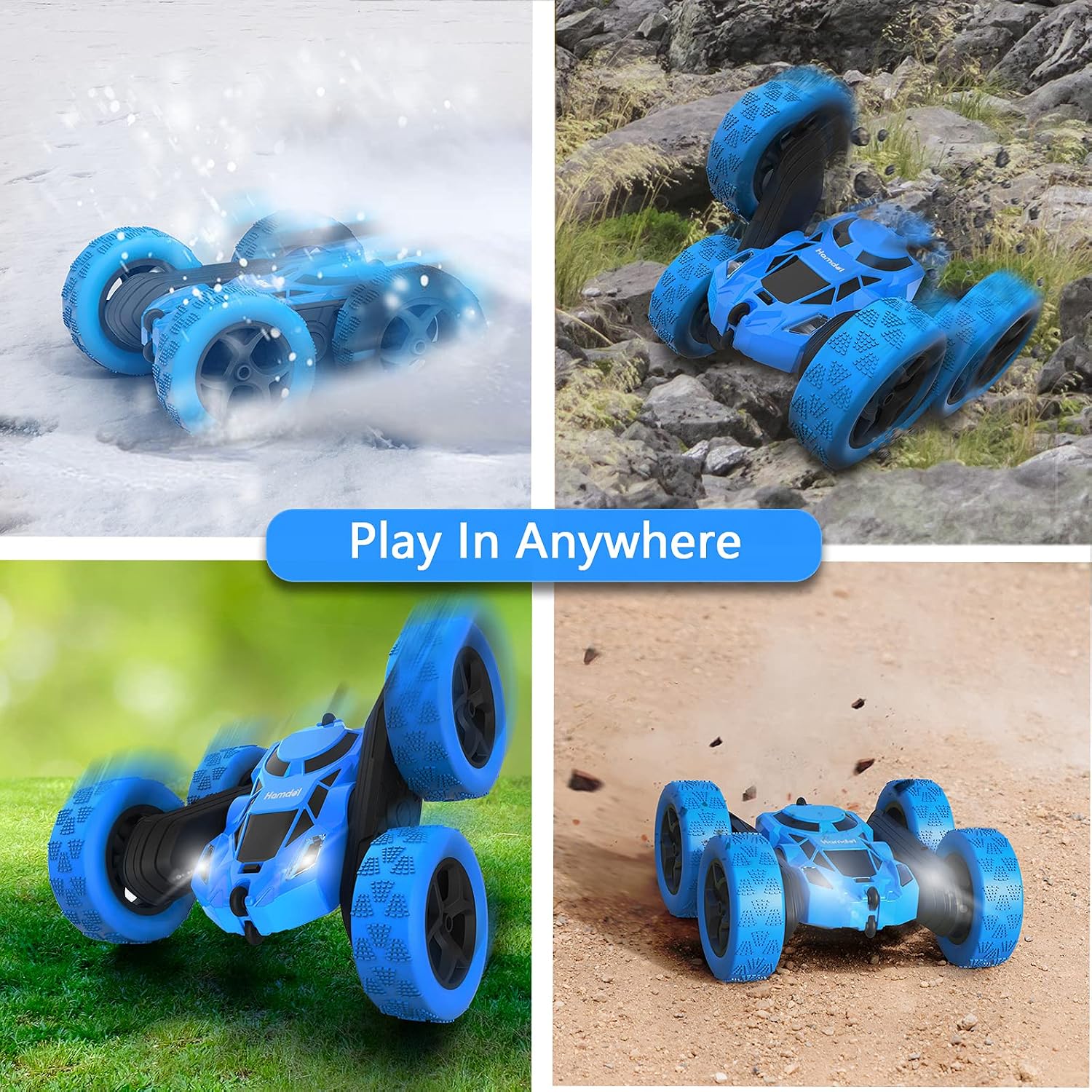 Thumbnail 5 de Hamdol Blue Thunder Edition: 360° Rotating 4WD RC Stunt Car for Kids