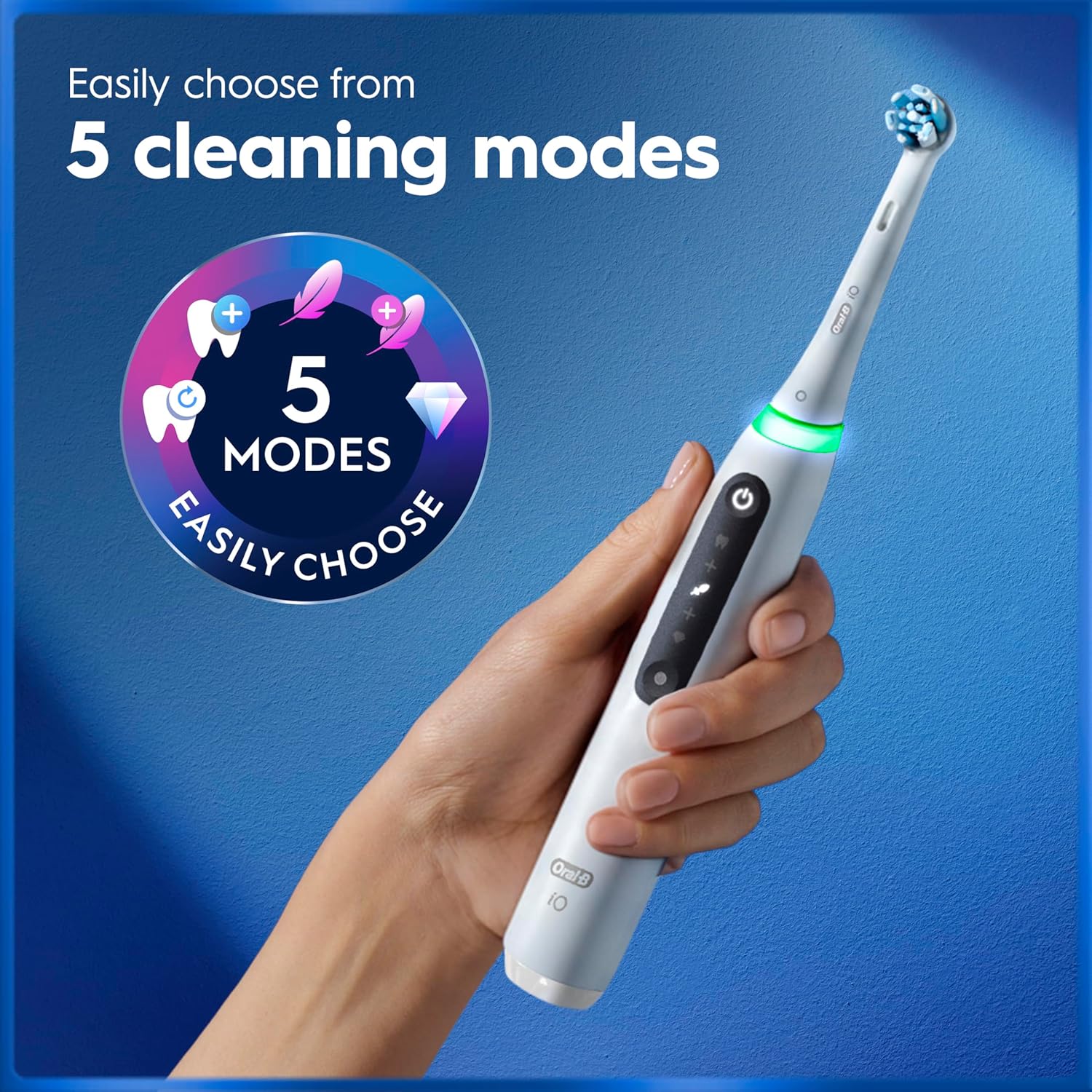 Thumbnail 1 de Oral-B iO5 electric toothbrush for adults (2 modes heads, travel case, 5 brushing modes) – White