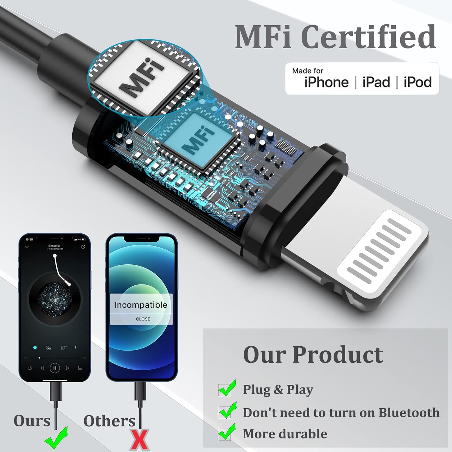Thumbnail 1 de Guguearth Lightning headphones for iPhone with microphone