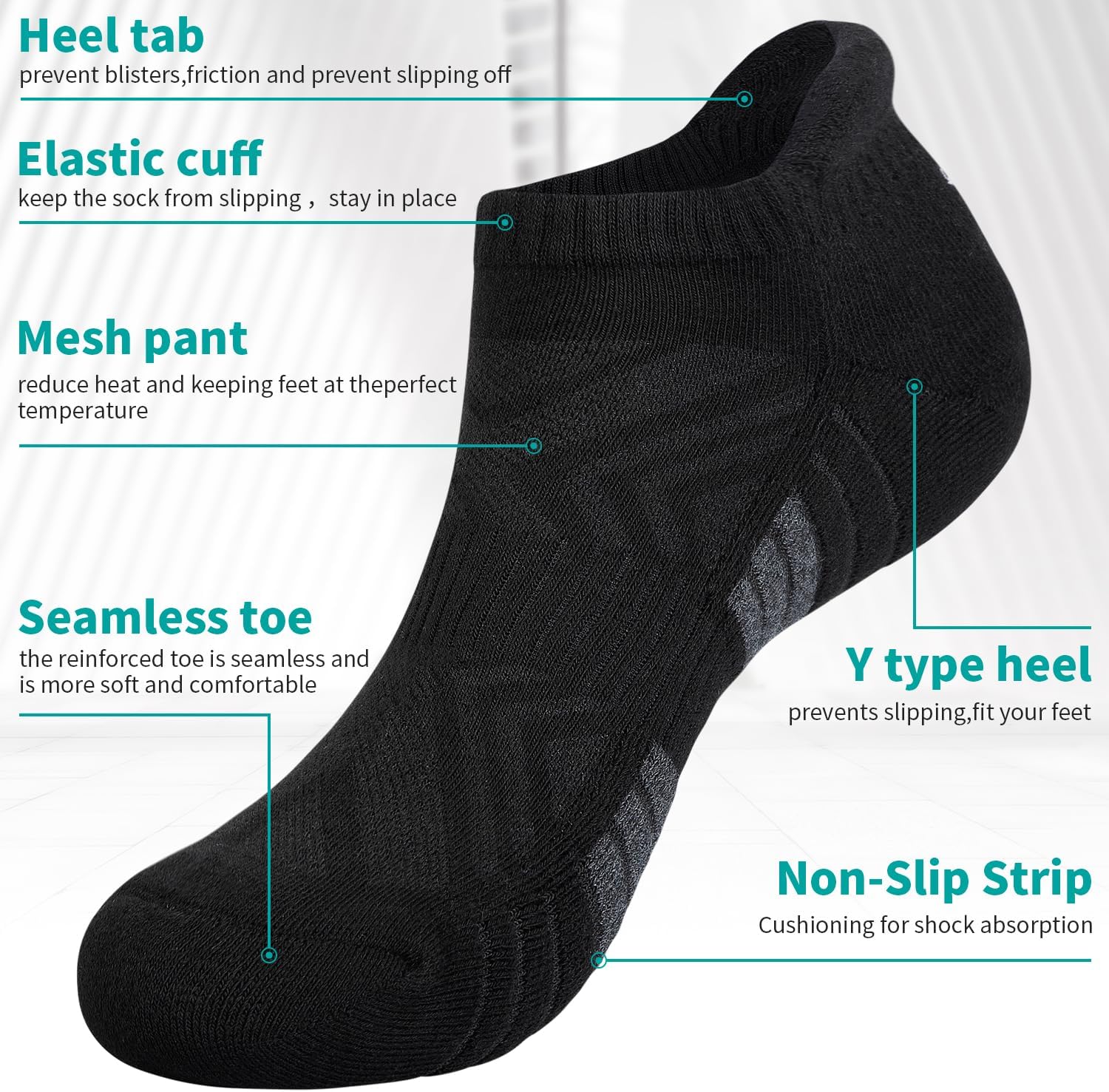 Detalle 2 de Natugloe trainer socks 6 pairs anti-blister