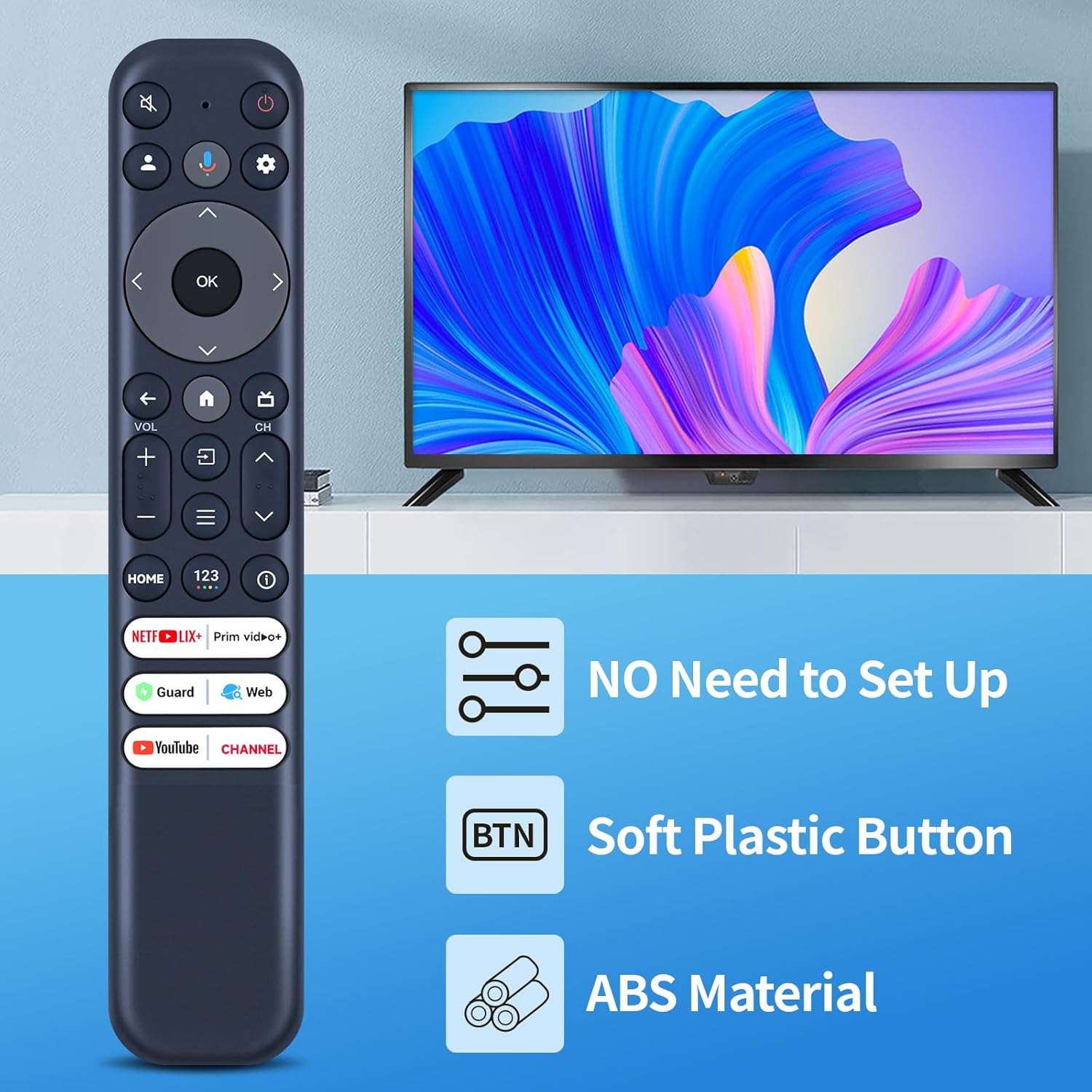 Thumbnail 1 de TCNOUMT RC813 FMBB IR Replacement Remote Control for TCL TVs (No Voice Control)