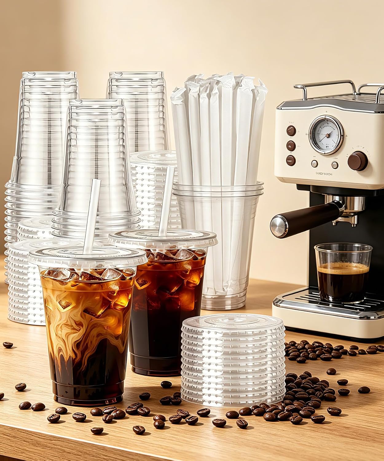 Thumbnail 6 de Ginkgo 50 Pack 16 oz Clear Plastic Cups with Lids and Straws