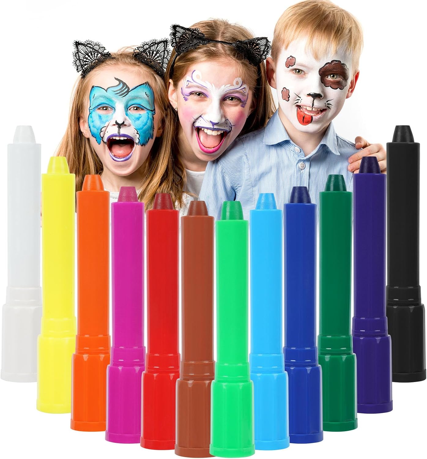 Detalle de URAQT Lot de 12 marqueurs de peinture pour le visage – Crayons de couleur non toxiques pour visage et corps