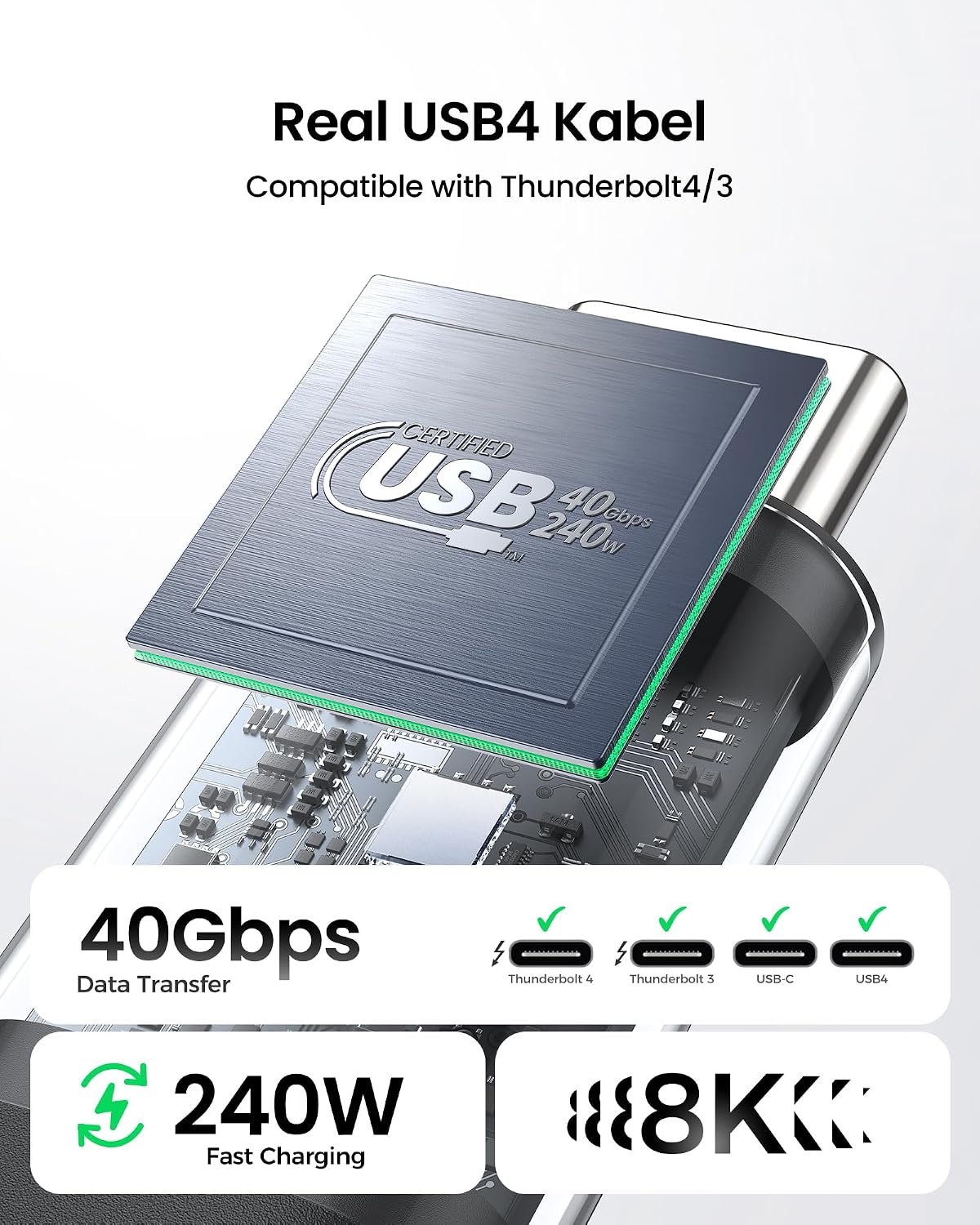 Detalle 2 de Silkland USB4 Kabel 40Gbps 1,5 m