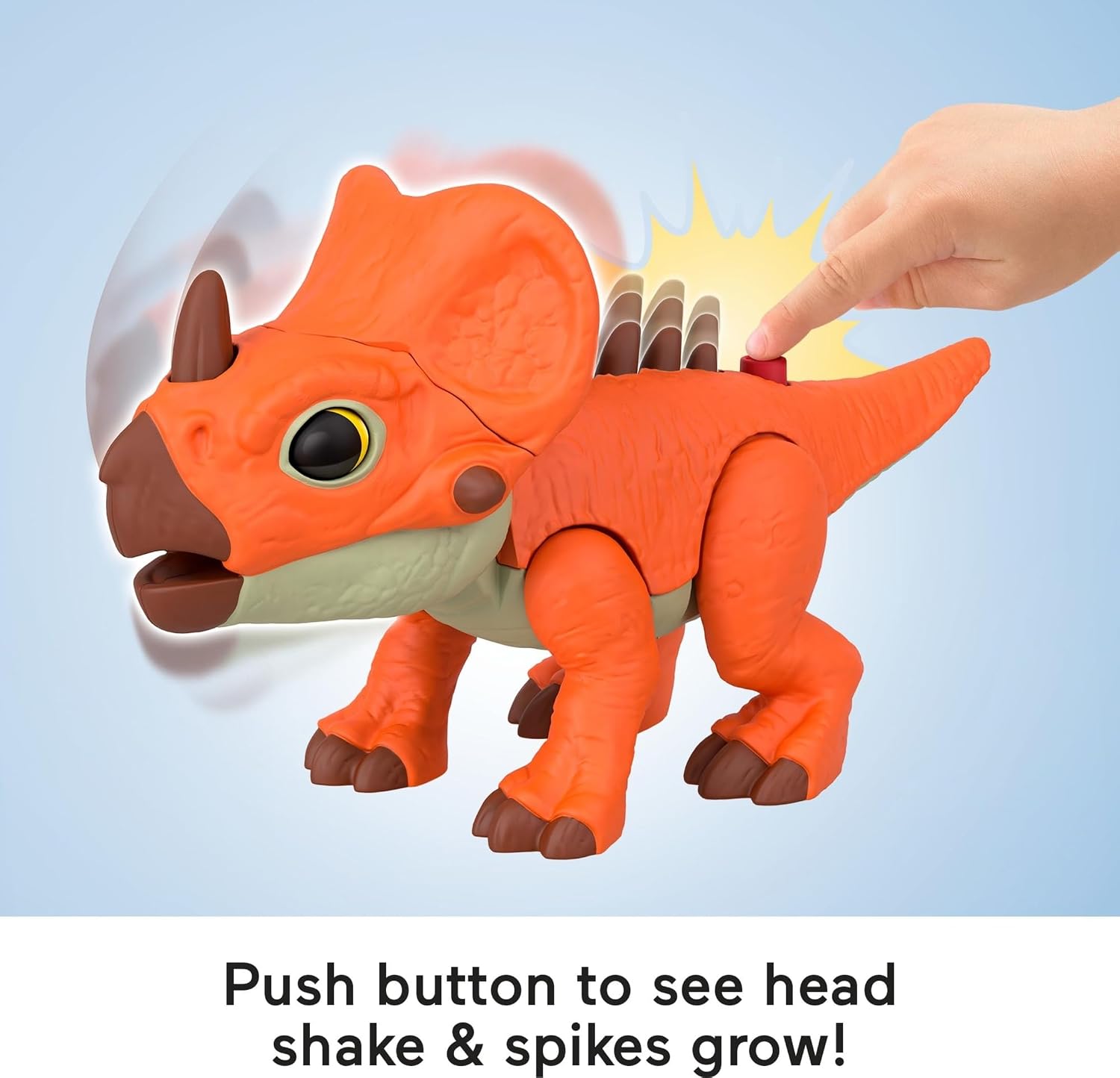 Detalle de Fisher-Price Imaginext Jurassic World Rebirth Aquilops dinosaur action figure (JGP99) with kid-activated motion