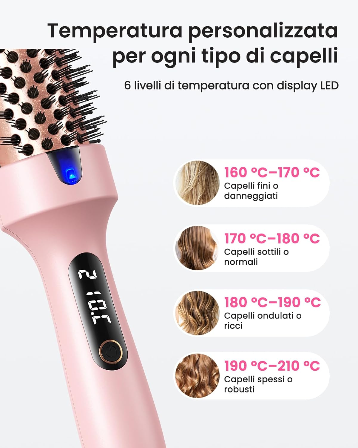 Thumbnail 5 de Spazzola Termica per Capelli Asciutti 38mm, 6 temperature, Dual Voltage – Rosa