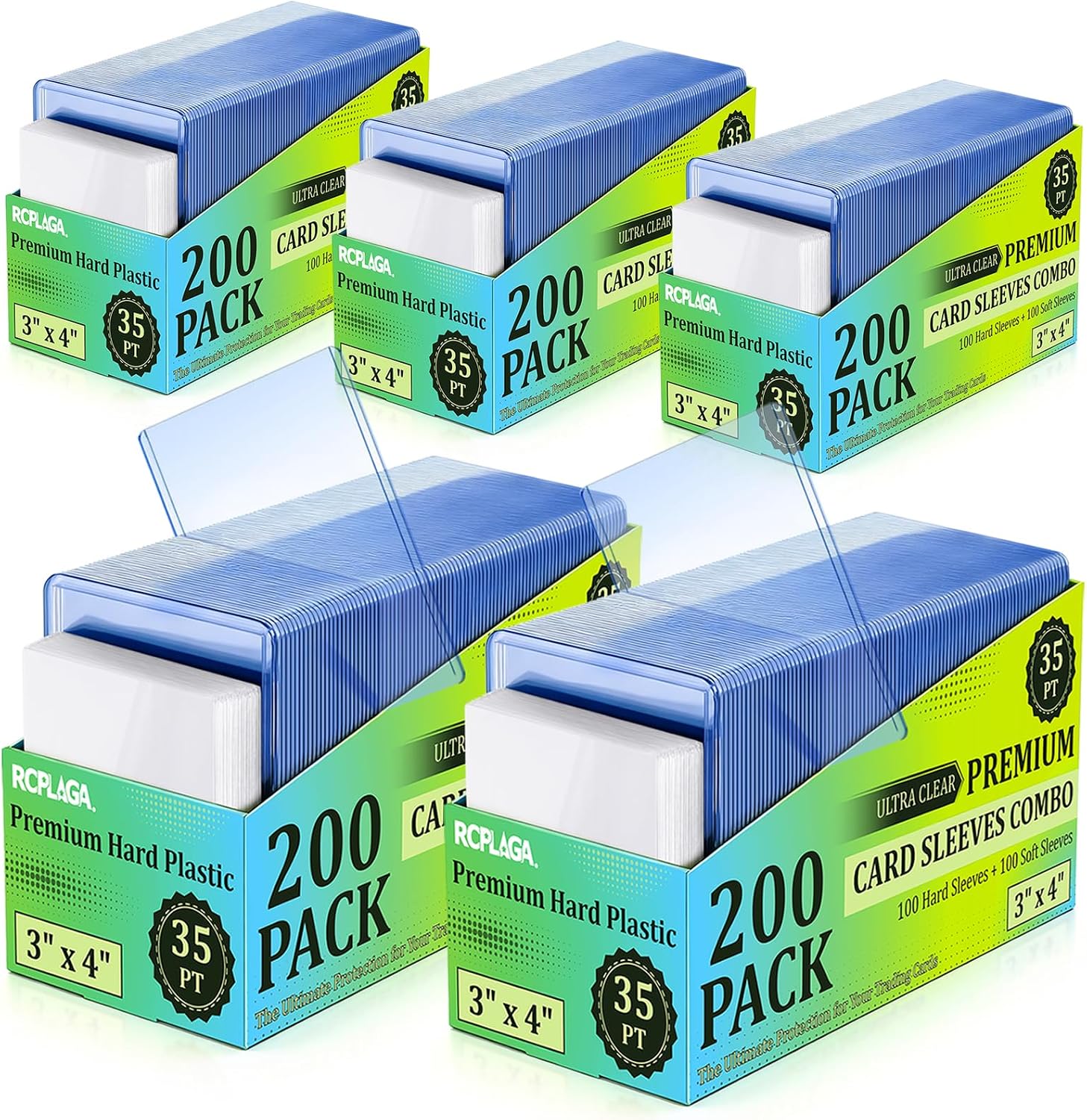 Detalle de RCPLAGA Trading Card Sleeves, 3" x 4" 35PT, 500 Hard and 500 Soft