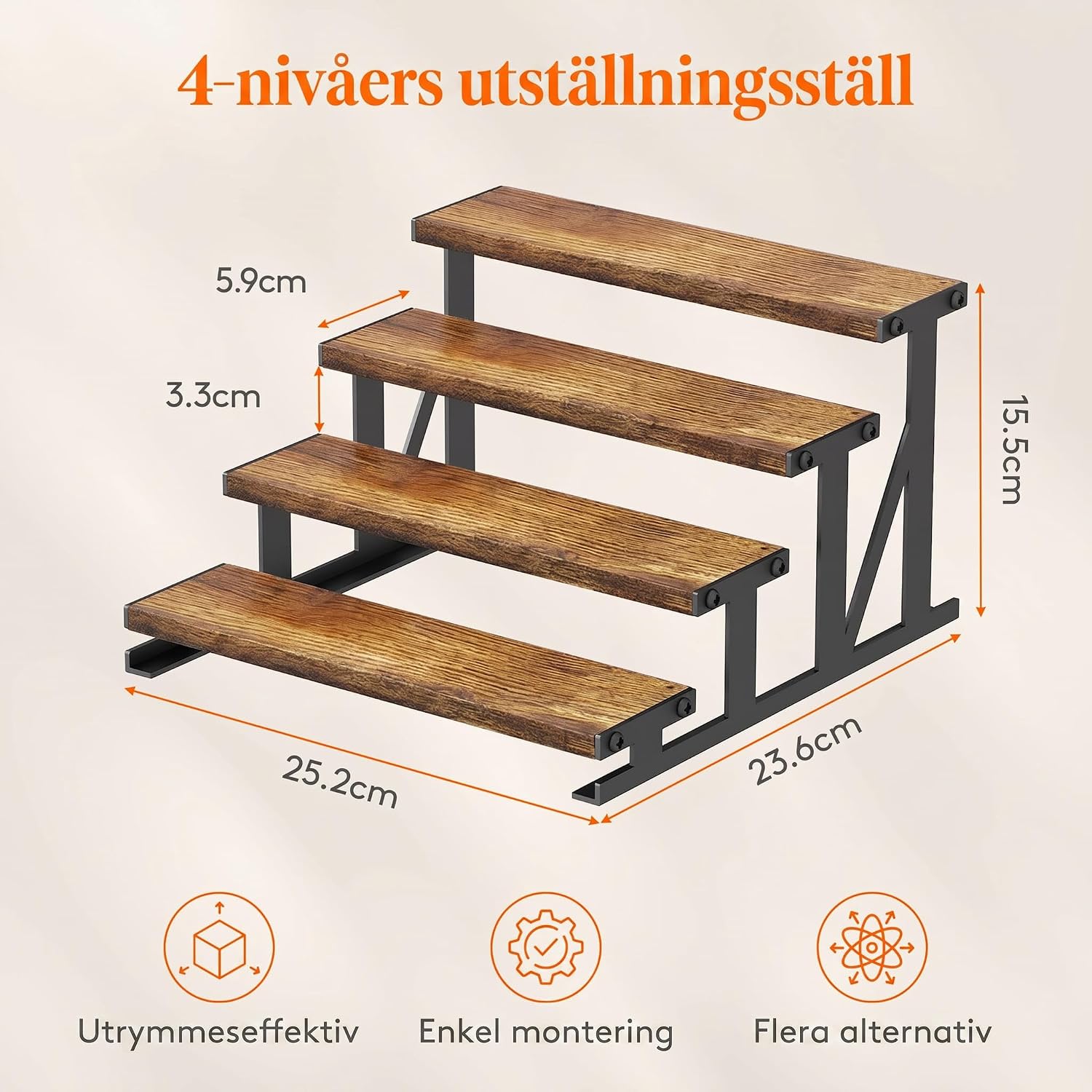 Detalle de Lifewit 24461 parfymställ i trä med fyra nivåer och metallram