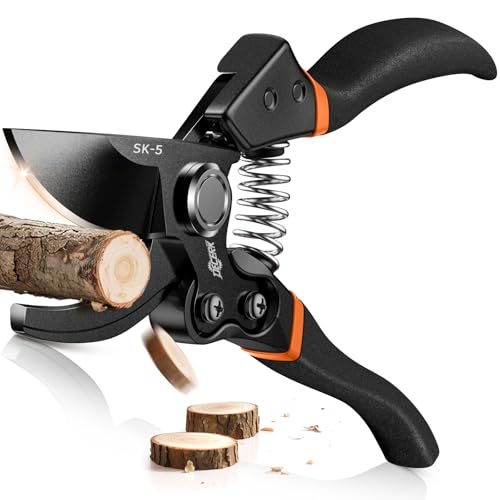 Detalle de DECERK 8.5" Professional Pruning Shears — Japanese Steel, Titanium Blade, Arthritis-Friendly Roots to Result