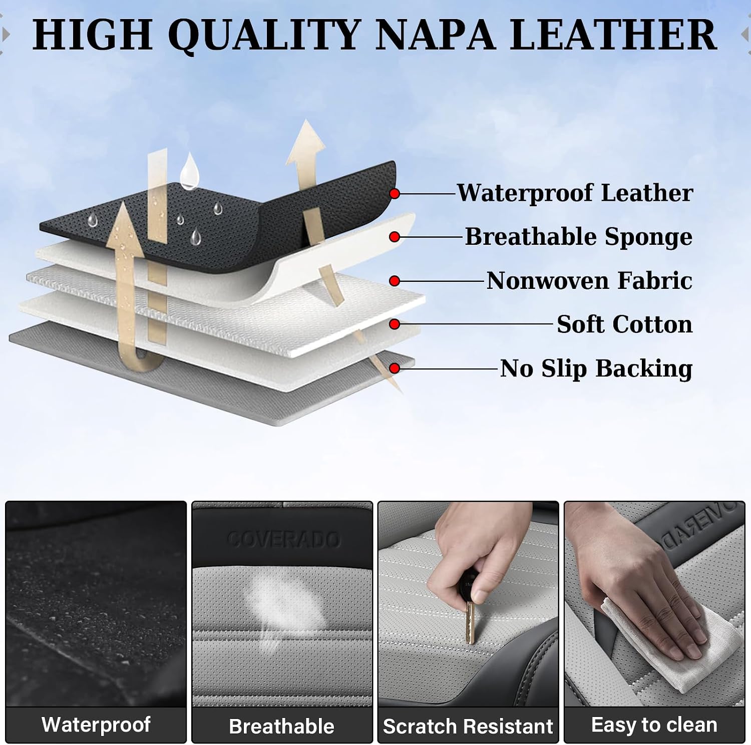 Detalle de Coverado Car Seat Covers Nappa Leather