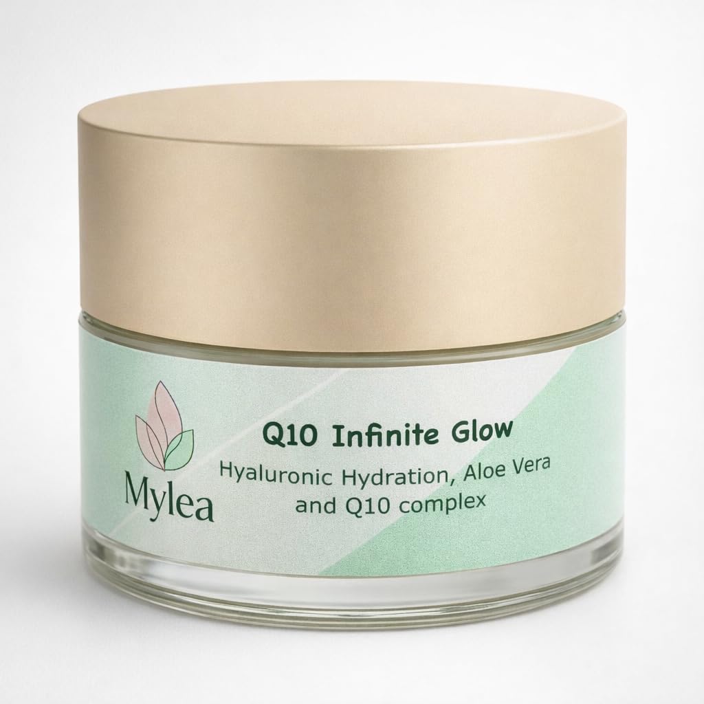 Mylea Q10 Crema Viso Antirughe Nutriente 50 ml con Coenzima Q10, Acido Ialuronico e Aloe Vera
