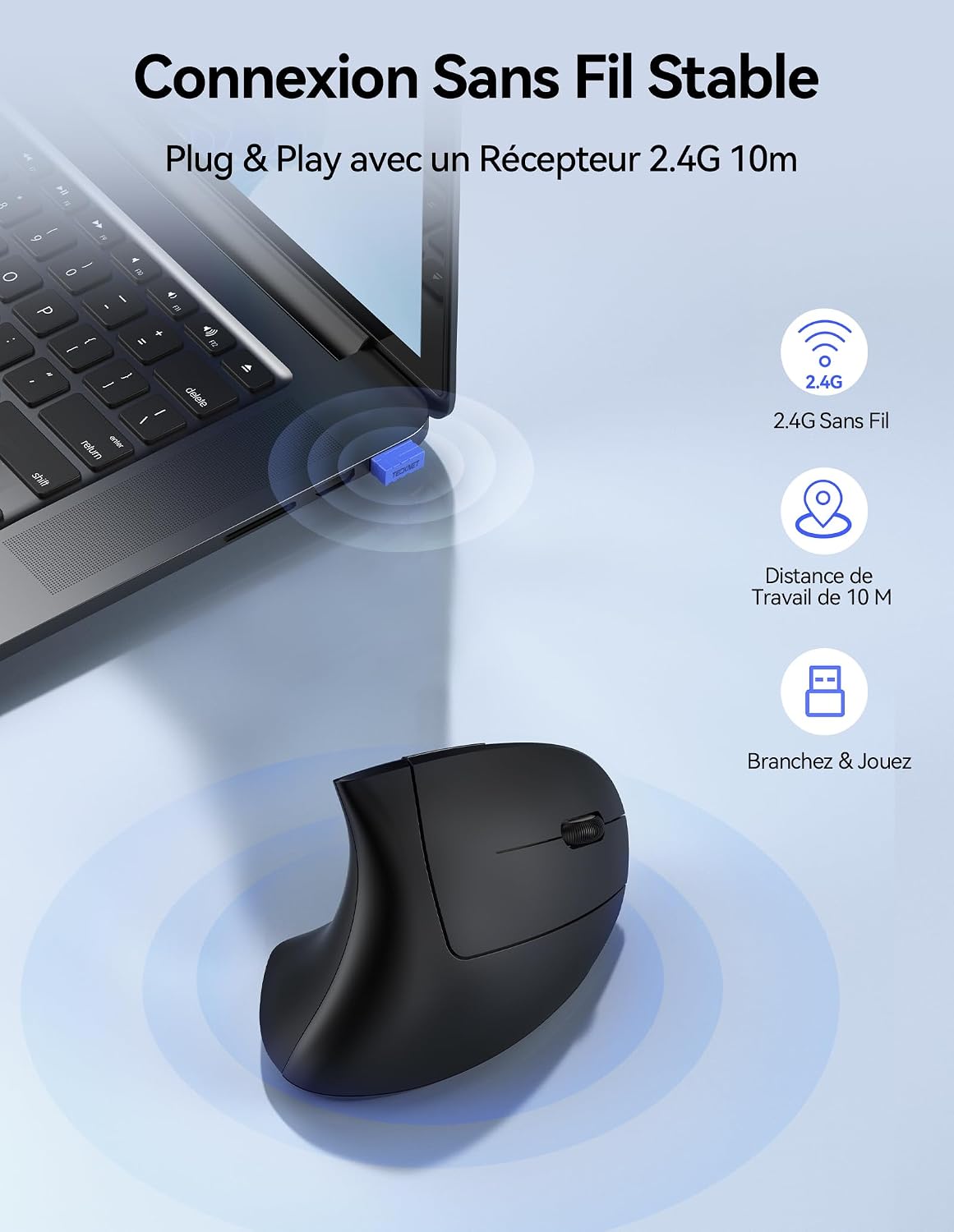 Thumbnail 5 de TECKNET Souris Ergonomique 4800 DPI