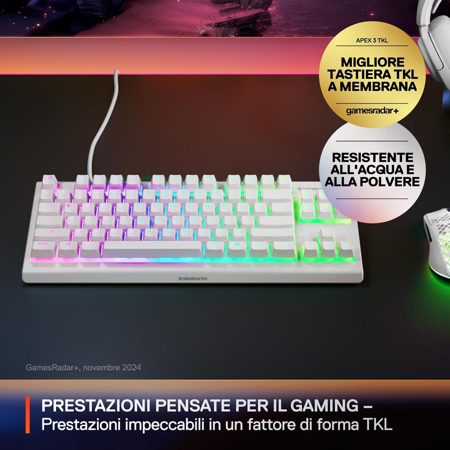 Thumbnail 1 de SteelSeries Apex 3 TKL Tastiera Gaming Bianco
