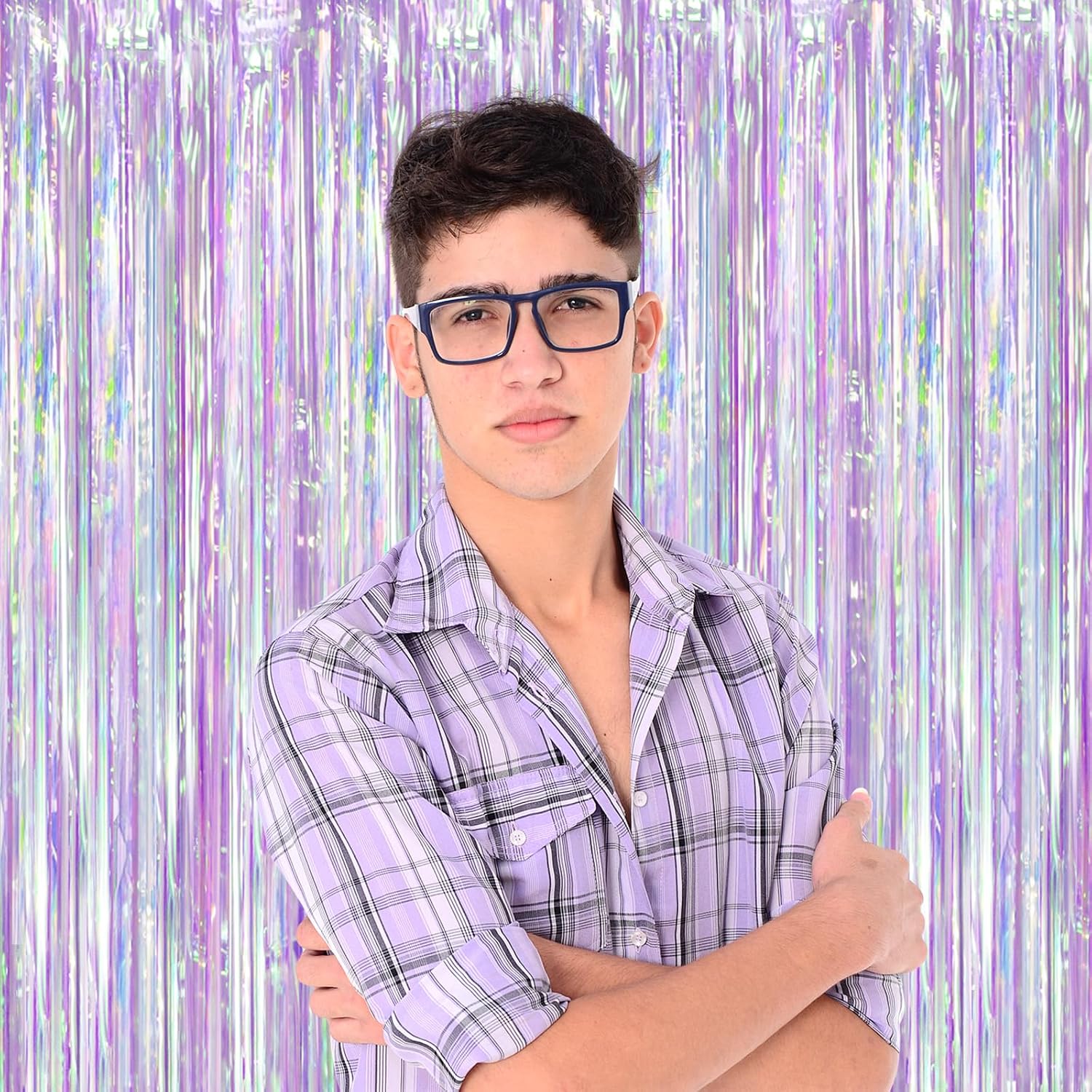 Thumbnail 5 de Voircoloria Iridescent Party Backdrop 3Packs – Transparent Tinsel Foil Fringe Curtain for Mermaid, Unicorn, and Birthday Parties