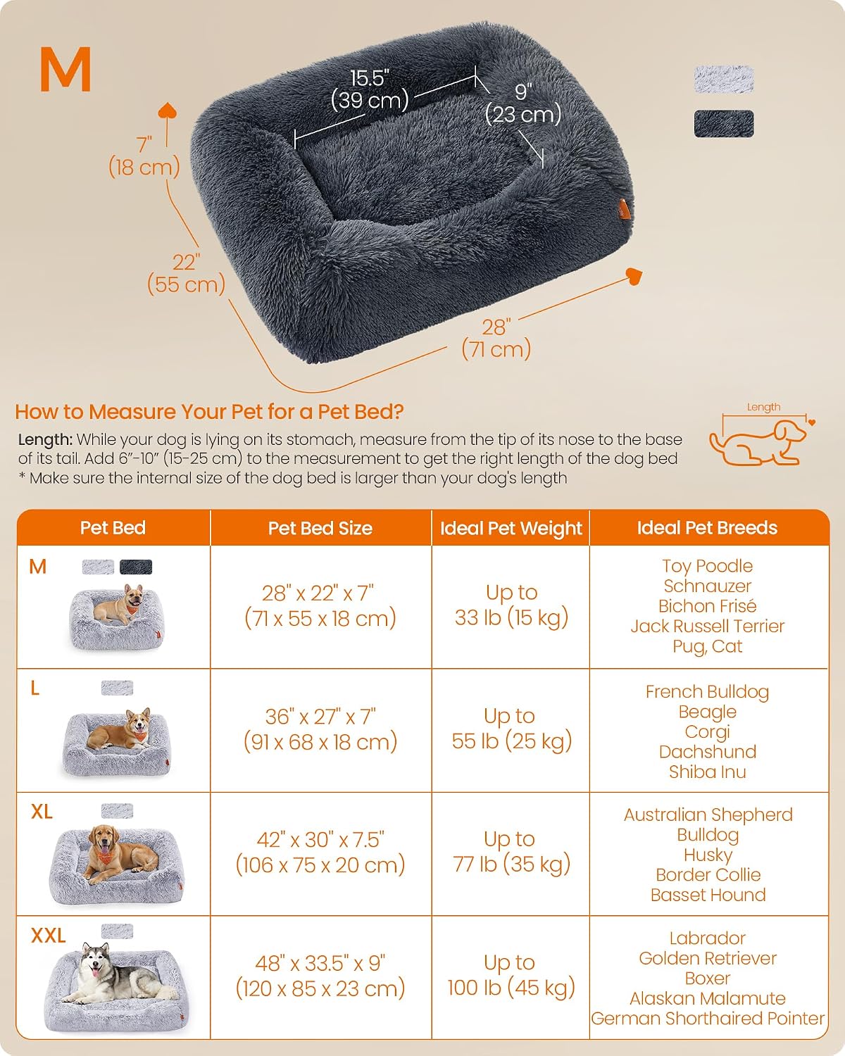 Thumbnail 5 de Feandrea PGW271GR01 Dog Bed 71x55x18 cm