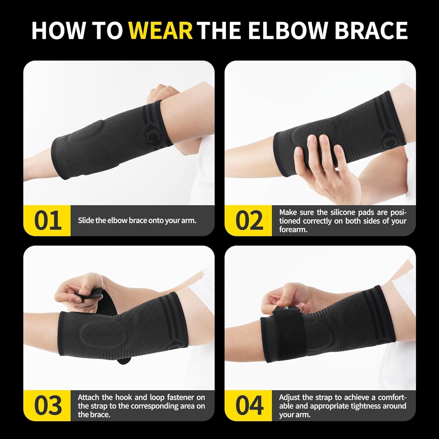 Thumbnail 6 de CAMBIVO Elbow Support with Strap 2 Pack: Adjustable Compression Brace for Tennis & Golfer’s Elbow