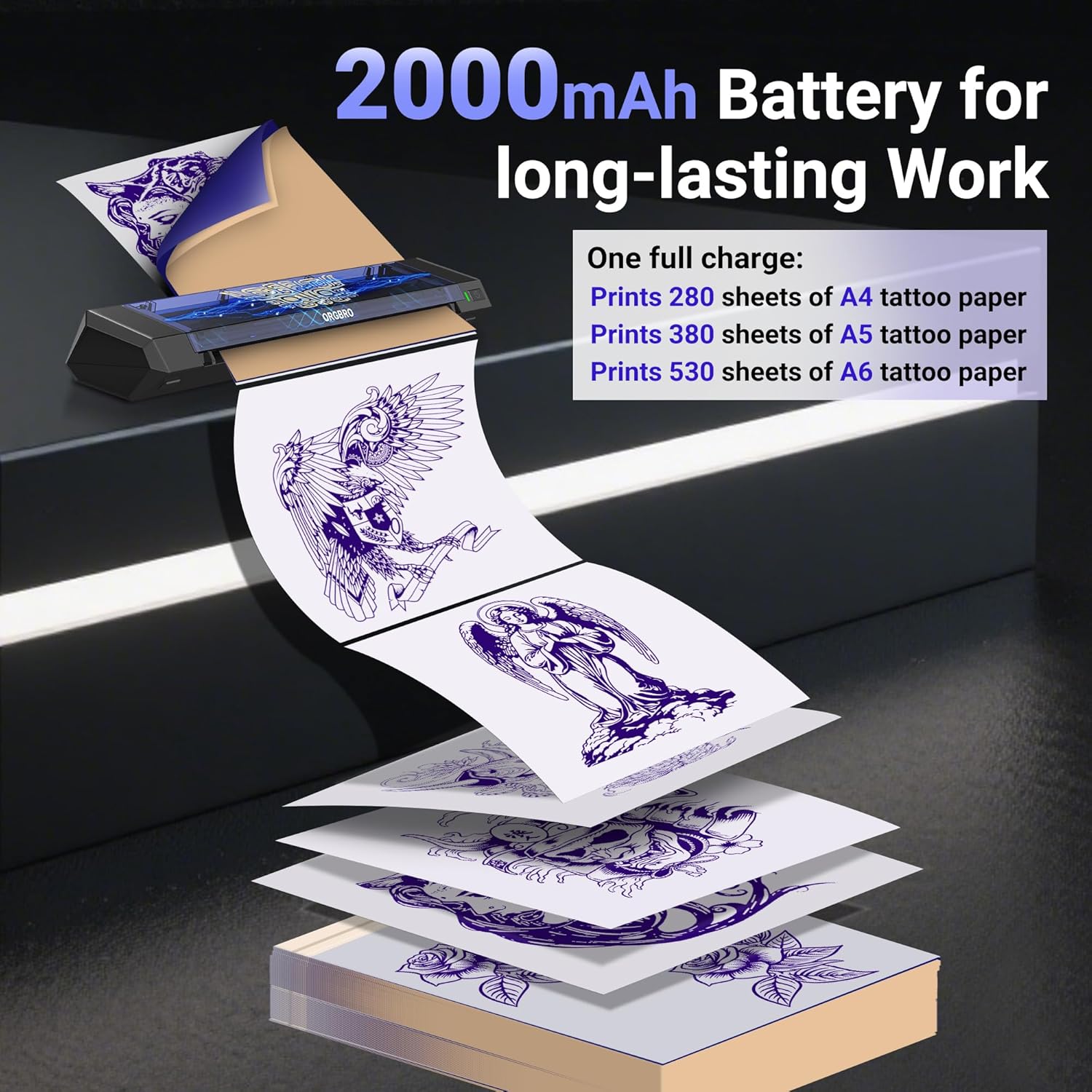 Thumbnail 3 de ORGBRO ORGBRO Tattoo Stencil Printer X8: portable thermal stencil printer with Bluetooth app