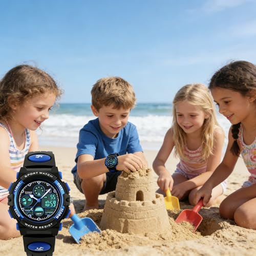 Detalle de Urdesw Kids Digital Waterproof Watch for 6-15 Year Olds – Dual Time, Alarm, 50M Water Resistant