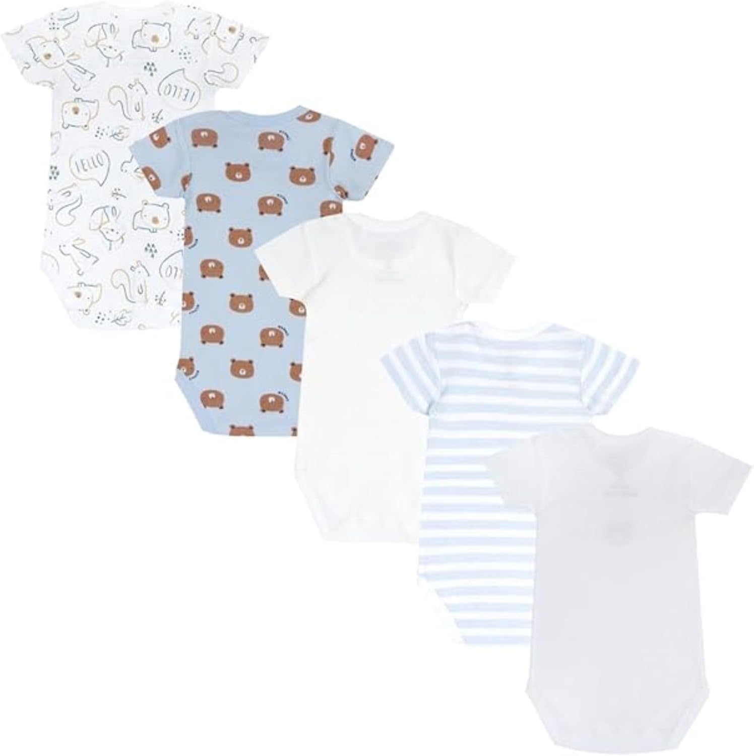 Thumbnail 1 de Lot de 5 bodies bébé garçon coton 0-24 mois