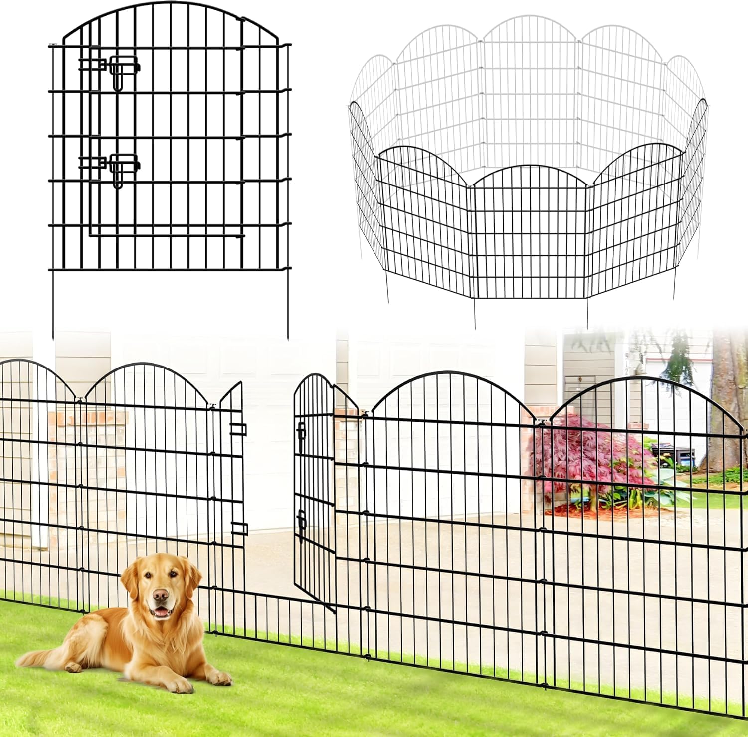 Thumbnail 6 de Thealyn Decorative Garden Fence (81cm H x 71cm W) – 10 Panels, 7m Total Length