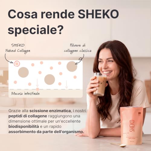 Detalle de SHEKO Collagene Idrolizzato in Polvere – Bovino Tipo 1, 2 e 3 – 450 g