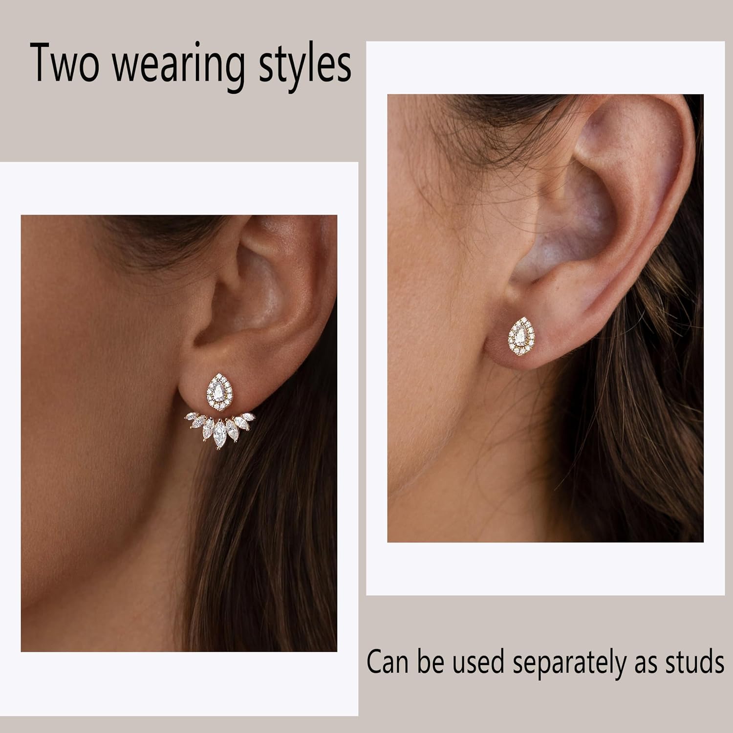 Detalle 2 de BLUEELM Gold Jacket Earrings, 14K Gold-Plated