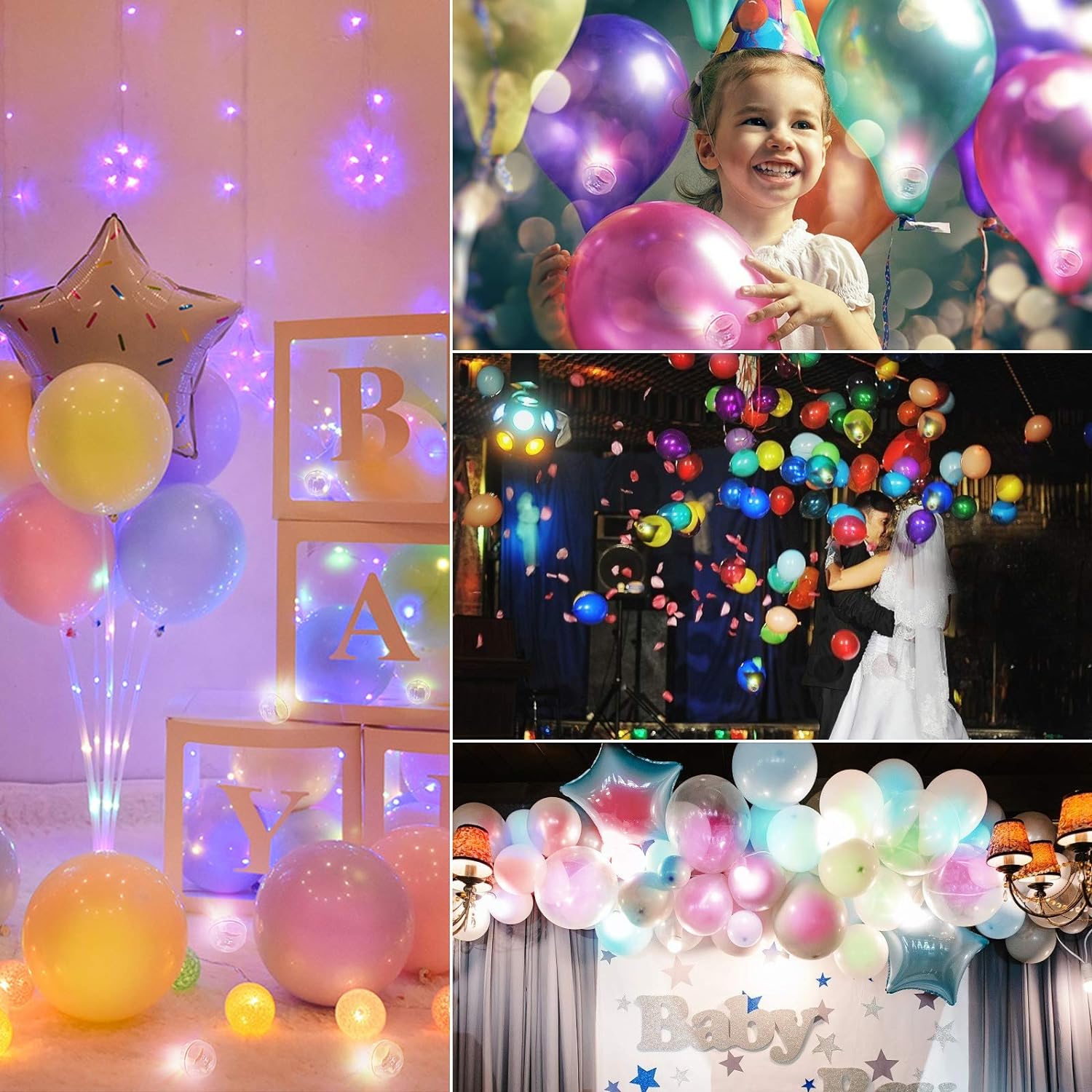 Thumbnail 5 de 100pcs Multicolor LED Balloon Lights (Rainbow Round Mini Flash Lights) for Party, Wedding & Holiday Decor