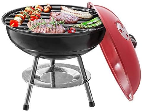 Detalle de GOODS+GADGETS 4815110 – kompaktowy grill węglowy kulowy 40 cm, czerwony