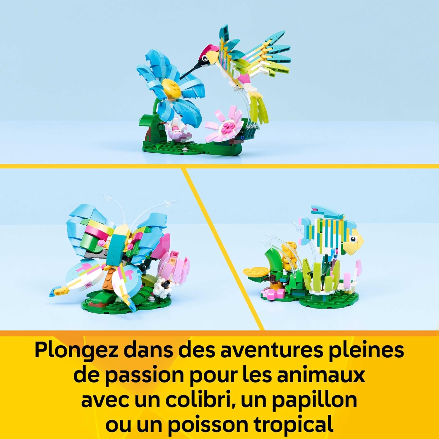 Detalle de LEGO Creator 3-en-1 Animaux Sauvages : Colibri Coloré (31384) – Jeu de construction imaginatif pour enfants à partir de 8 ans