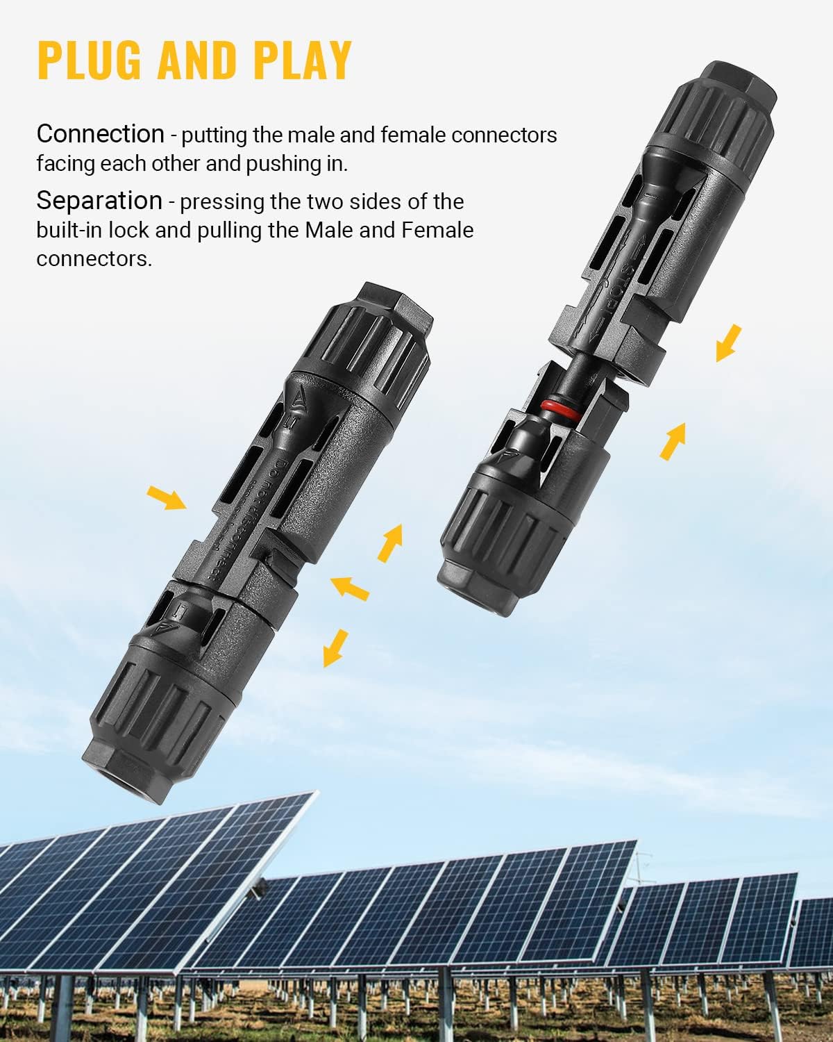 Detalle de BougeRV 12 PCS Solar Connectors with Spanners (10AWG) – 6 Pairs Male/Female