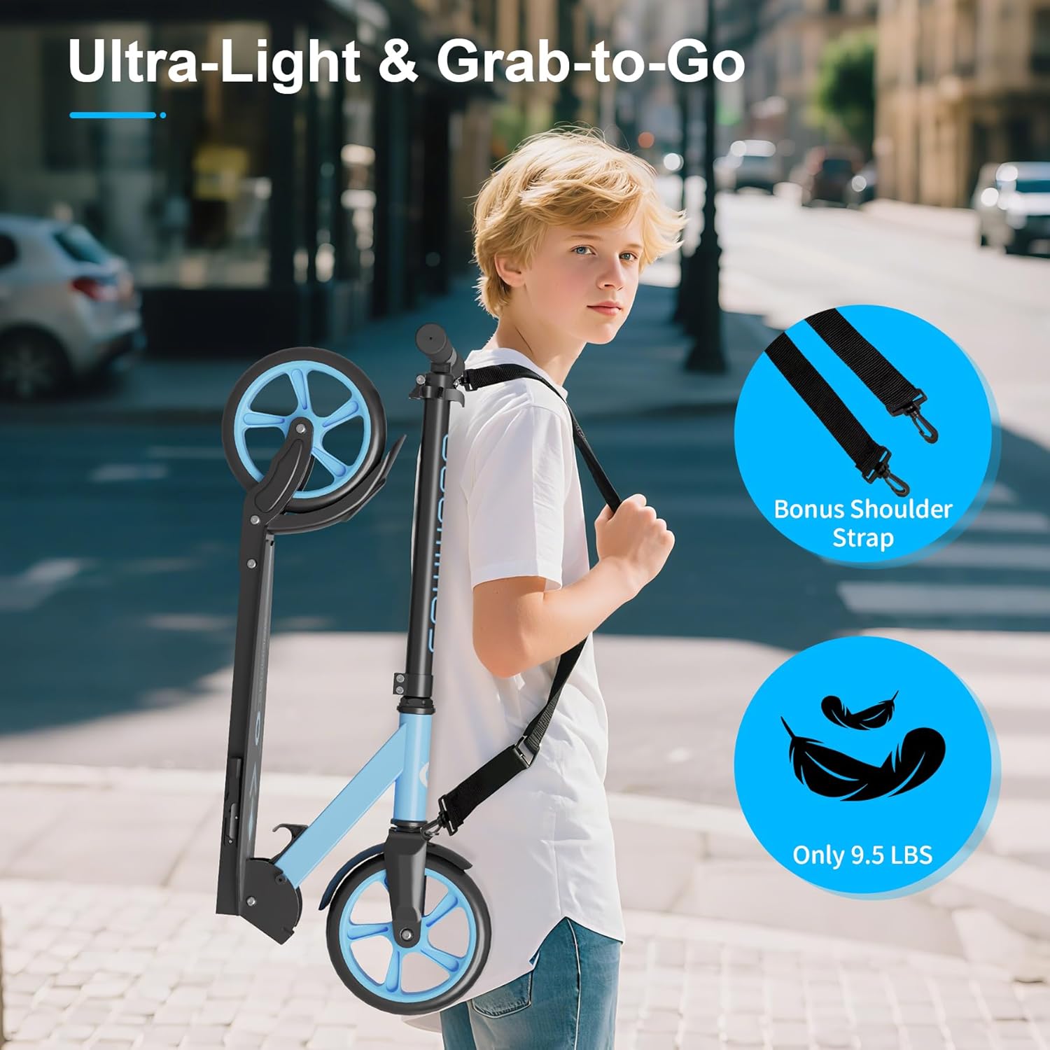 Thumbnail 6 de Commugo Kick Scooter for Kids 5-12 to Adults — Foldable, 8-Inch Wheels, Aluminum Build