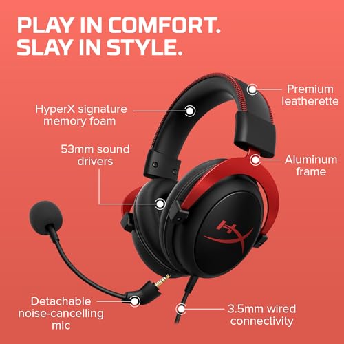 Thumbnail 6 de HyperX Cloud II Gaming Headset with 7.1 Surround Sound (Red)