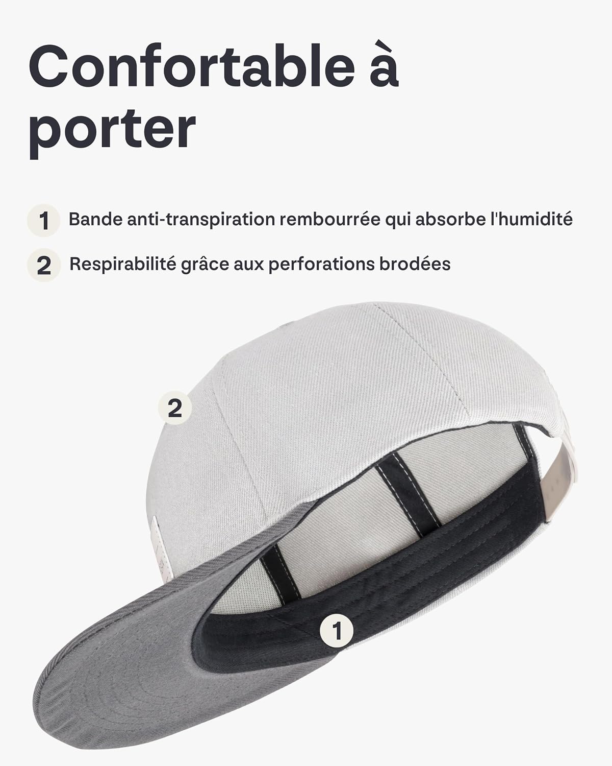 Detalle de Johnny Urban Casquette Dean snapback unisexe à 6 panneaux, visière réglable et bandeau anti-humidité