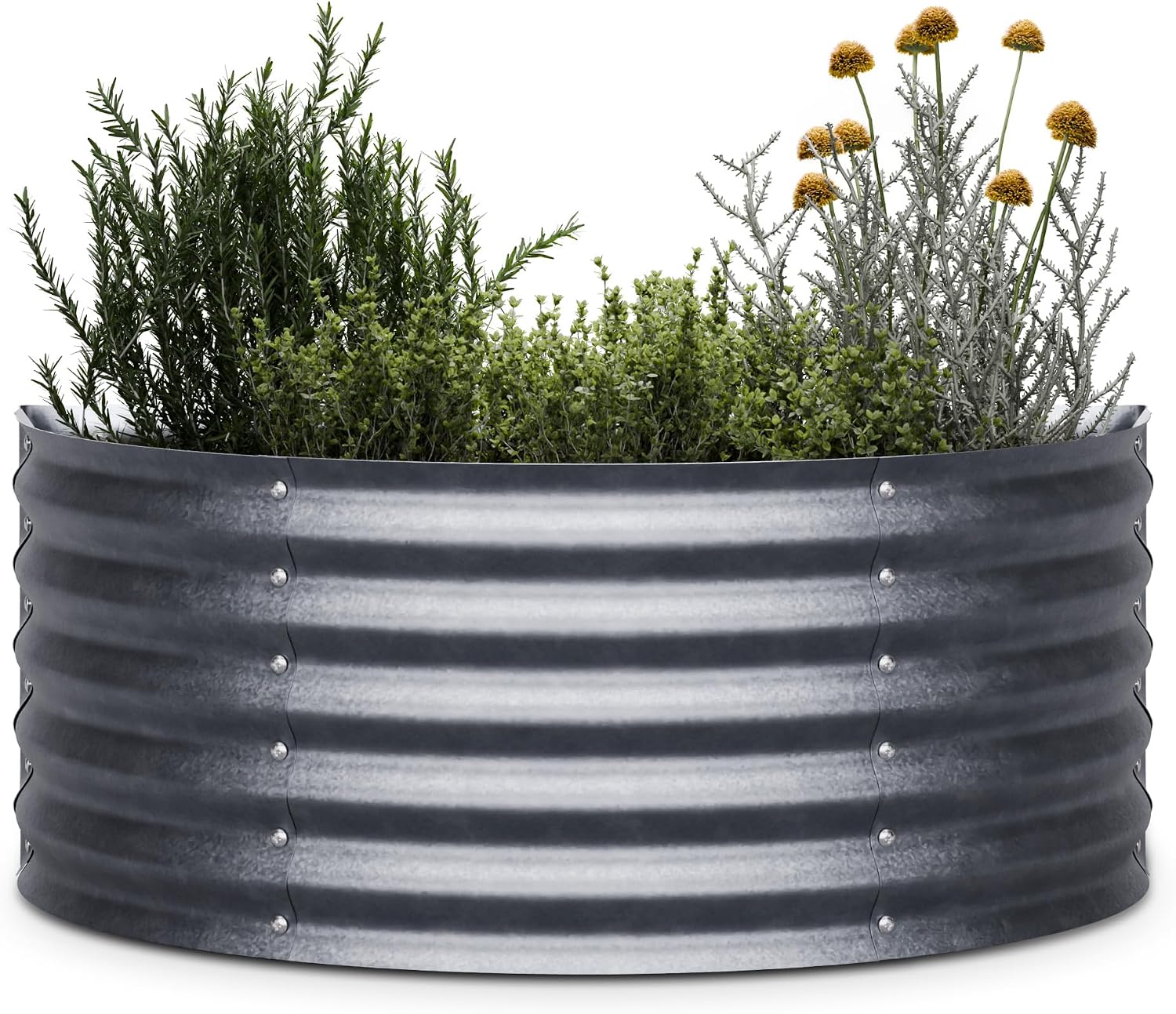 Detalle de blumfeldt High Grow Half Circle Raised Bed, 200L Galvalume Steel, 43cm High