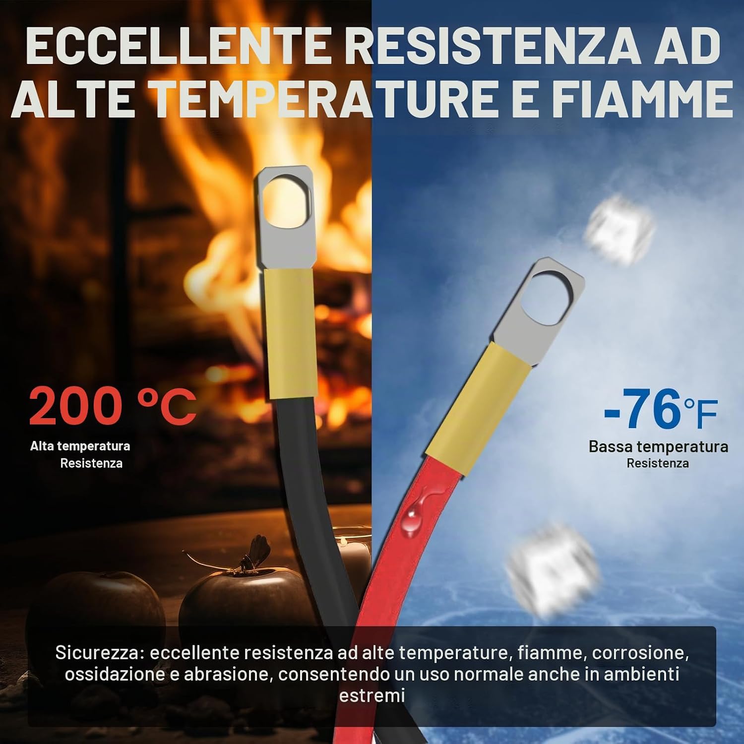 Thumbnail 5 de DCHOUSE 2 pezzi cavi batteria M8 30 cm — 35 mm², occhielli 6 mm, cablaggio affidabile per batteria auto e impianti solari