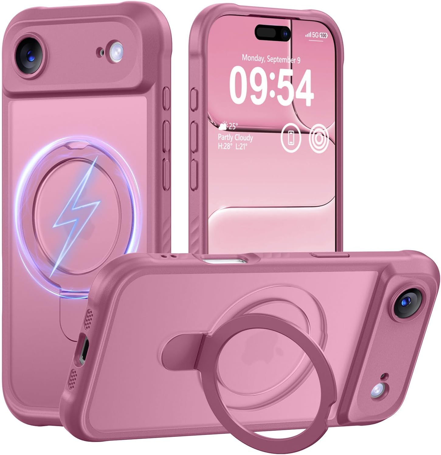 Detalle de MOCCA Design for iPhone 17 Pro Case with MagSafe, Invisible Magnetic Ring Stand & Military Drop Protection (Lavender Purple)