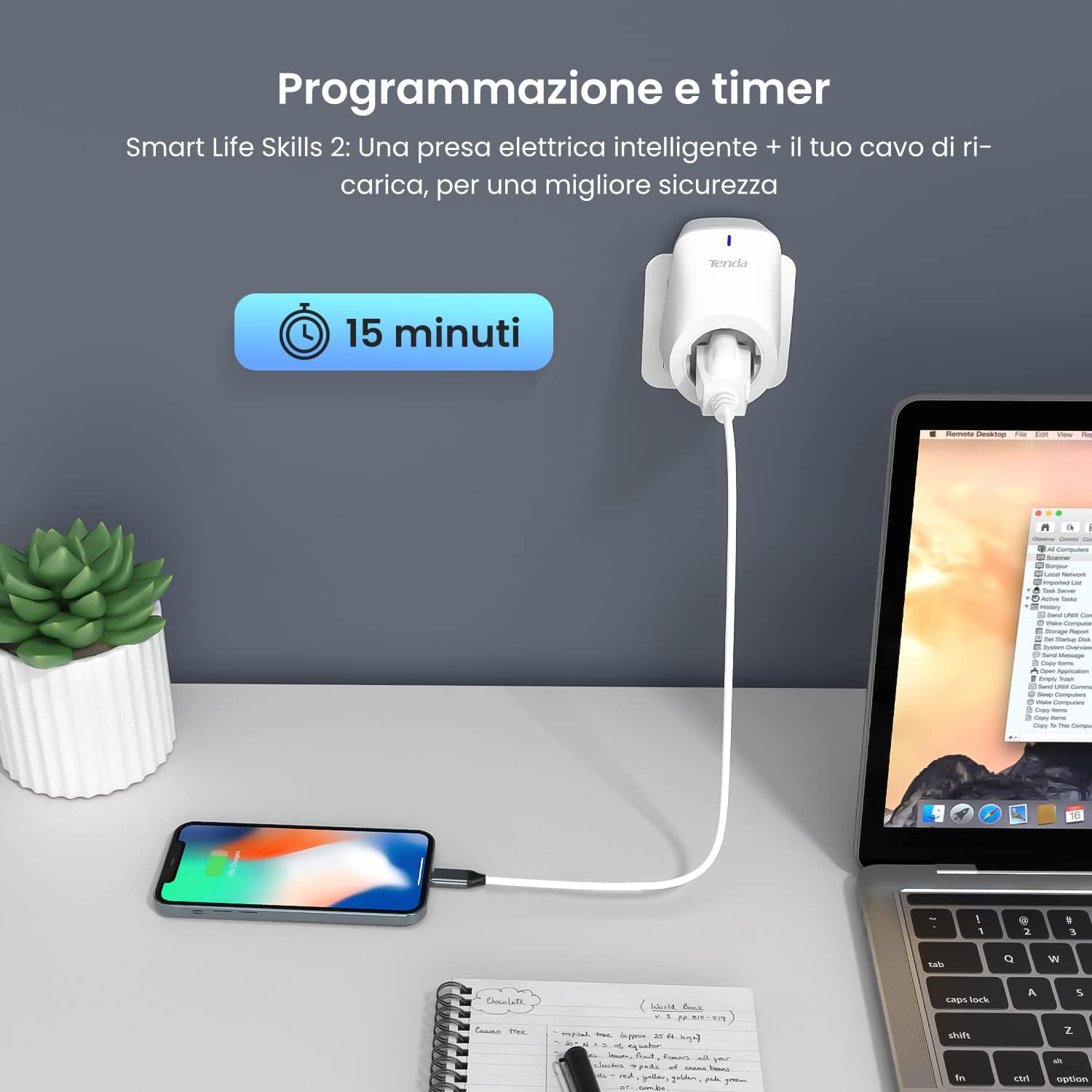 Detalle de Tenda Smart WiFi Beli SP9 (16A, 3.68KW) con monitoraggio energetico, controllo Alexa e Google Home