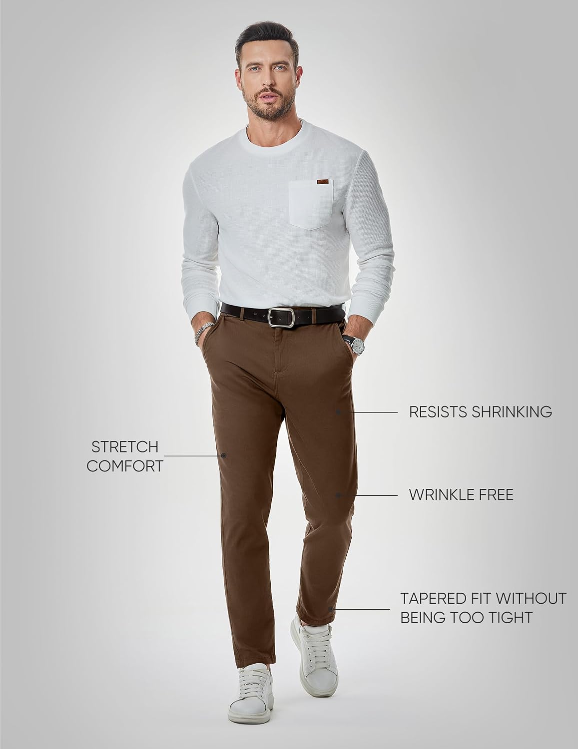 Thumbnail 6 de JMIERR Men's Chino Pants Tapered Casual Elastic Waist