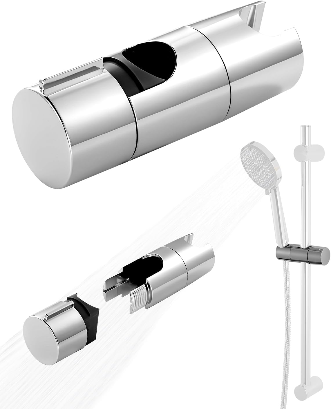 Detalle de Support de Douche universel pour barre coulissante 19-25 mm – rotation 45° et réglage en hauteur