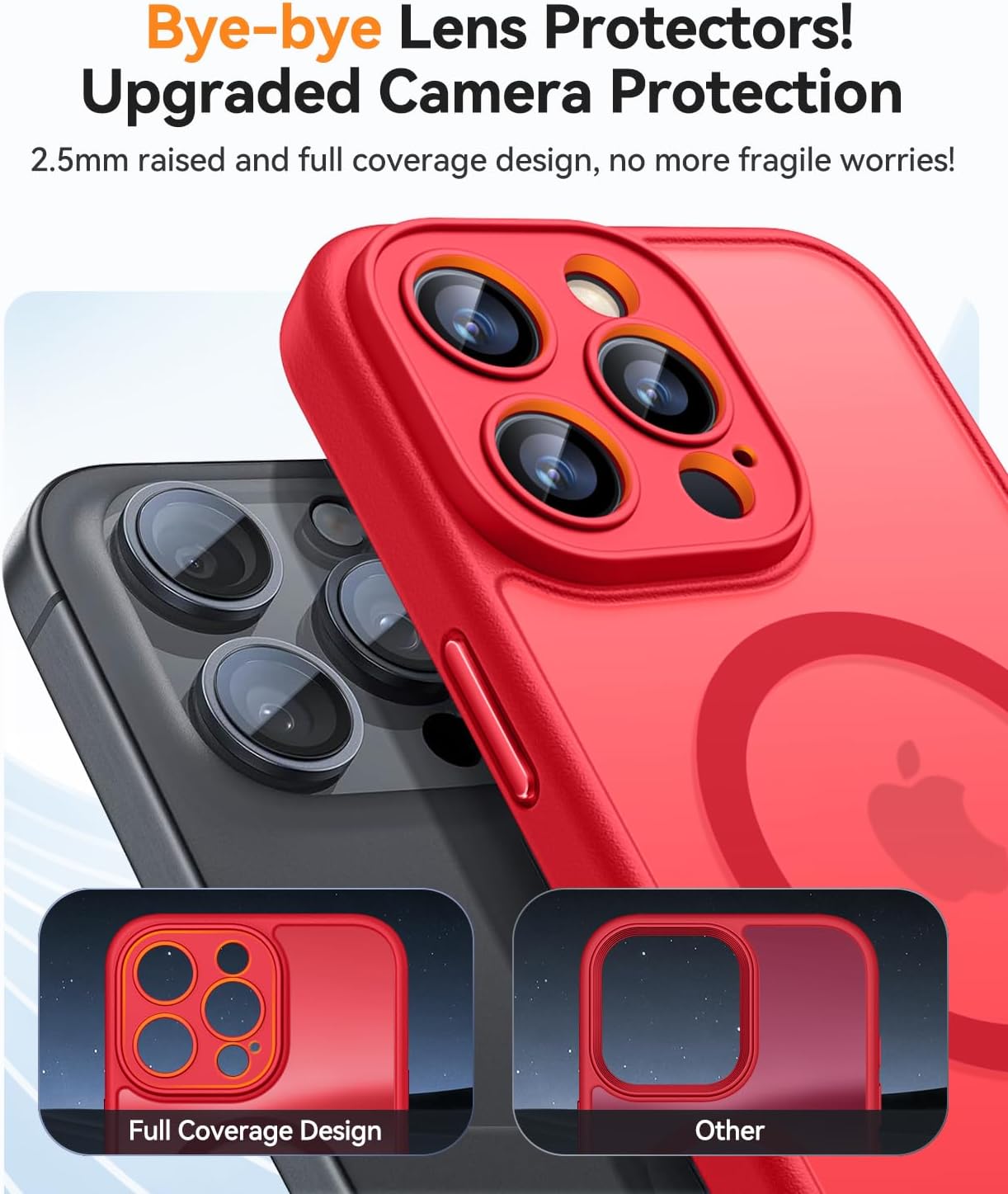 Thumbnail 2 de CANSHN Magnetic case for iPhone 15 Pro Max with MagSafe & full camera protection (matte translucent, red)