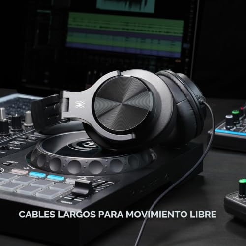 Detalle de OneOdio A71D: Auriculares de estudio con micrófono y diseño plegable para DJ, grabación y mezcla