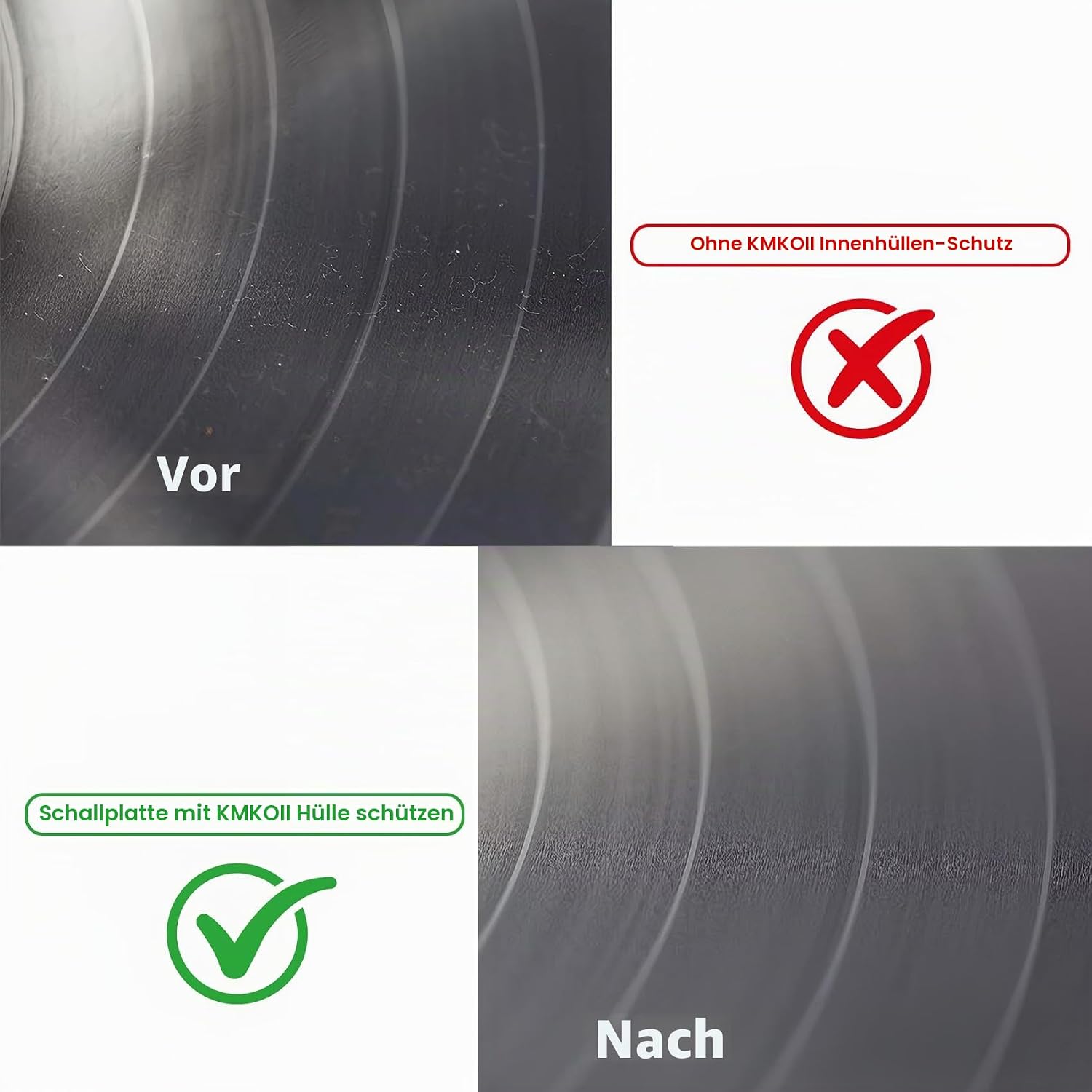 Thumbnail 3 de KMKOII 12 Zoll Premium Antistatisch Innenhüllen – Drei-Lagen HDPE + Reispapier, Archivqualität