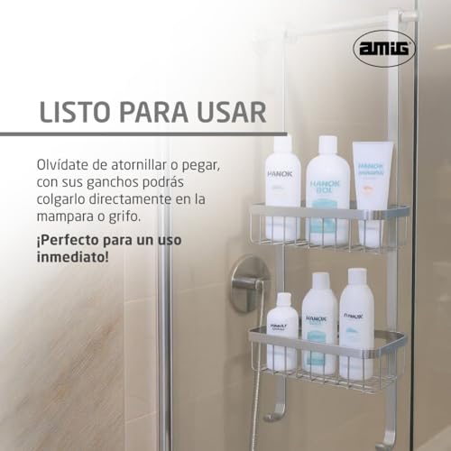 Detalle de Amig Estantería de ducha 2 niveles, sin taladro