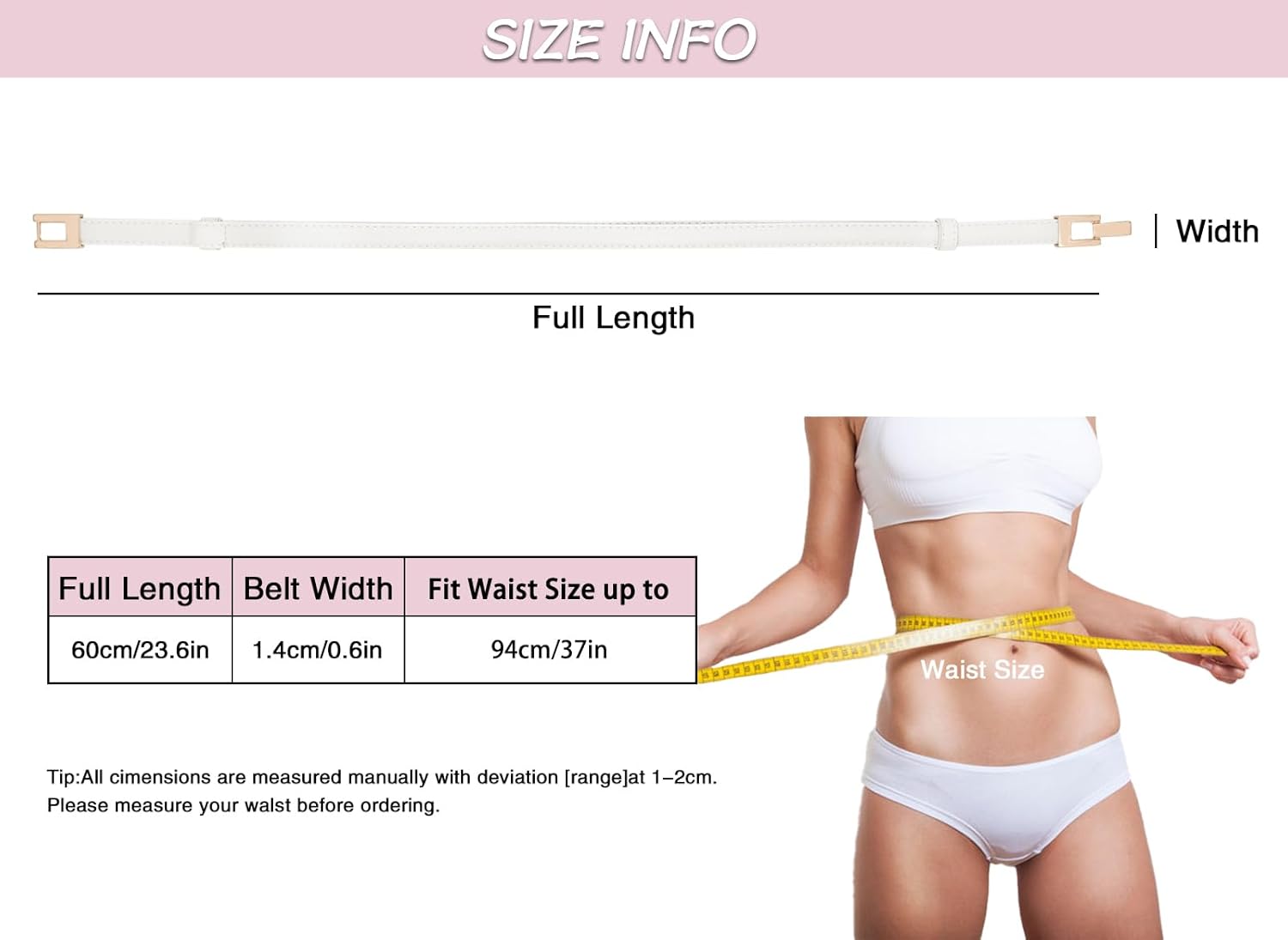 Thumbnail 5 de BAOKELAN Women Skinny Belt with Gold Buckle